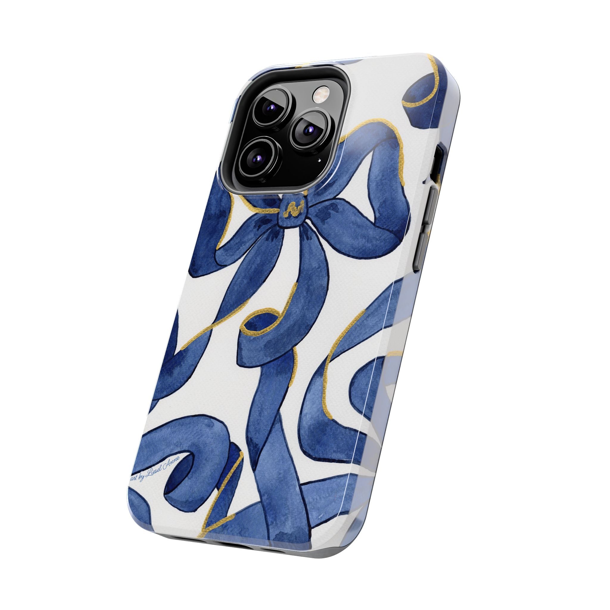 Navy Blue & White Bows Tough Case [iPhone 14 - iPhone 11]
