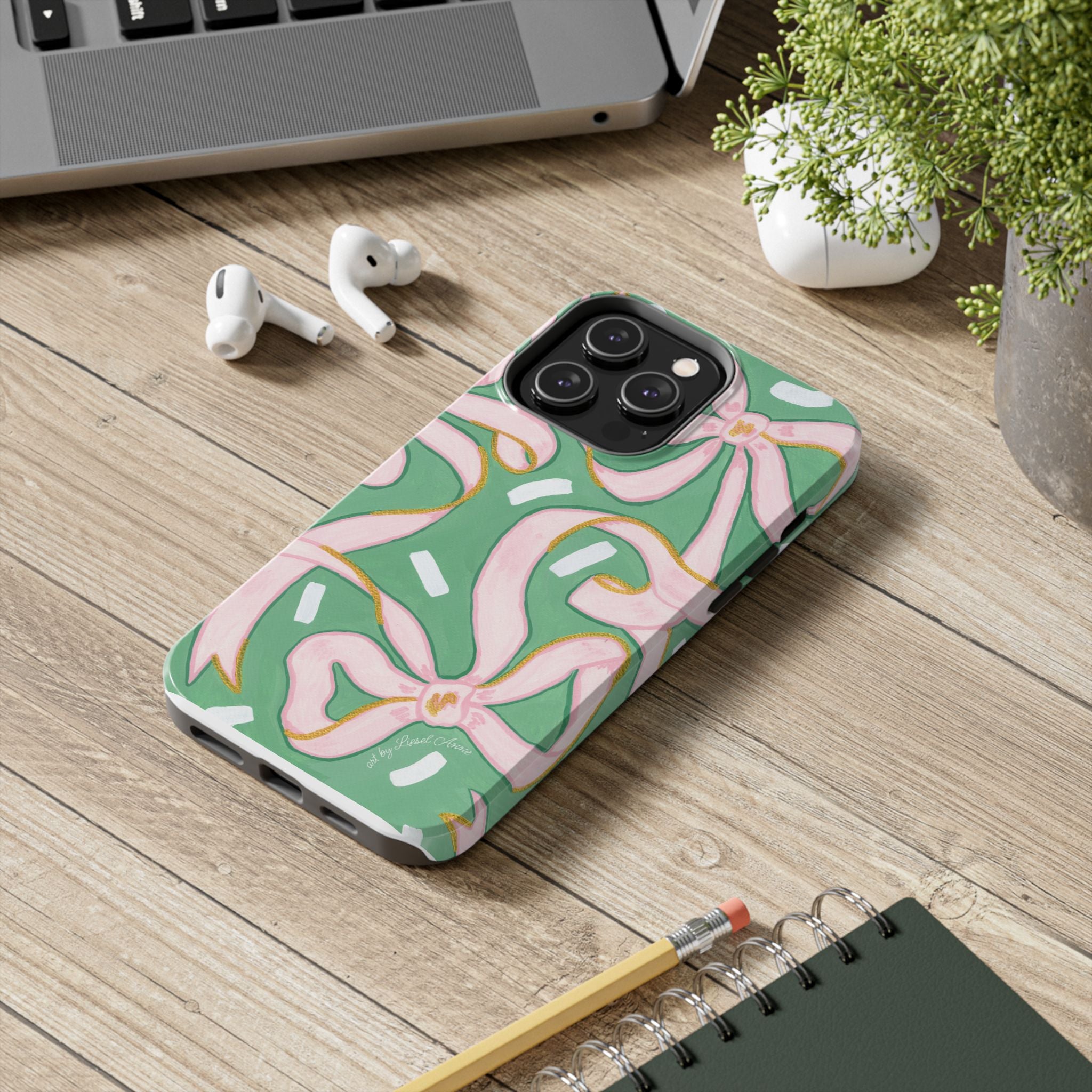 Pink and Green Bows Tough Case [iPhone 14 - iPhone 11]
