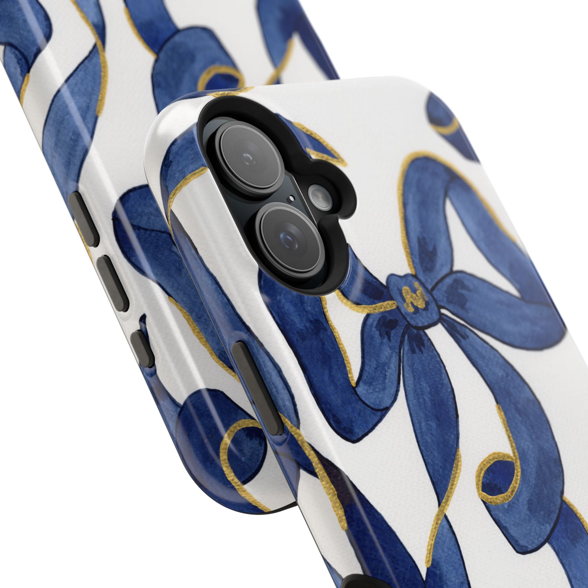Navy Blue & White Bows MagSafe Tough Case [iPhone 13 - iPhone 16]