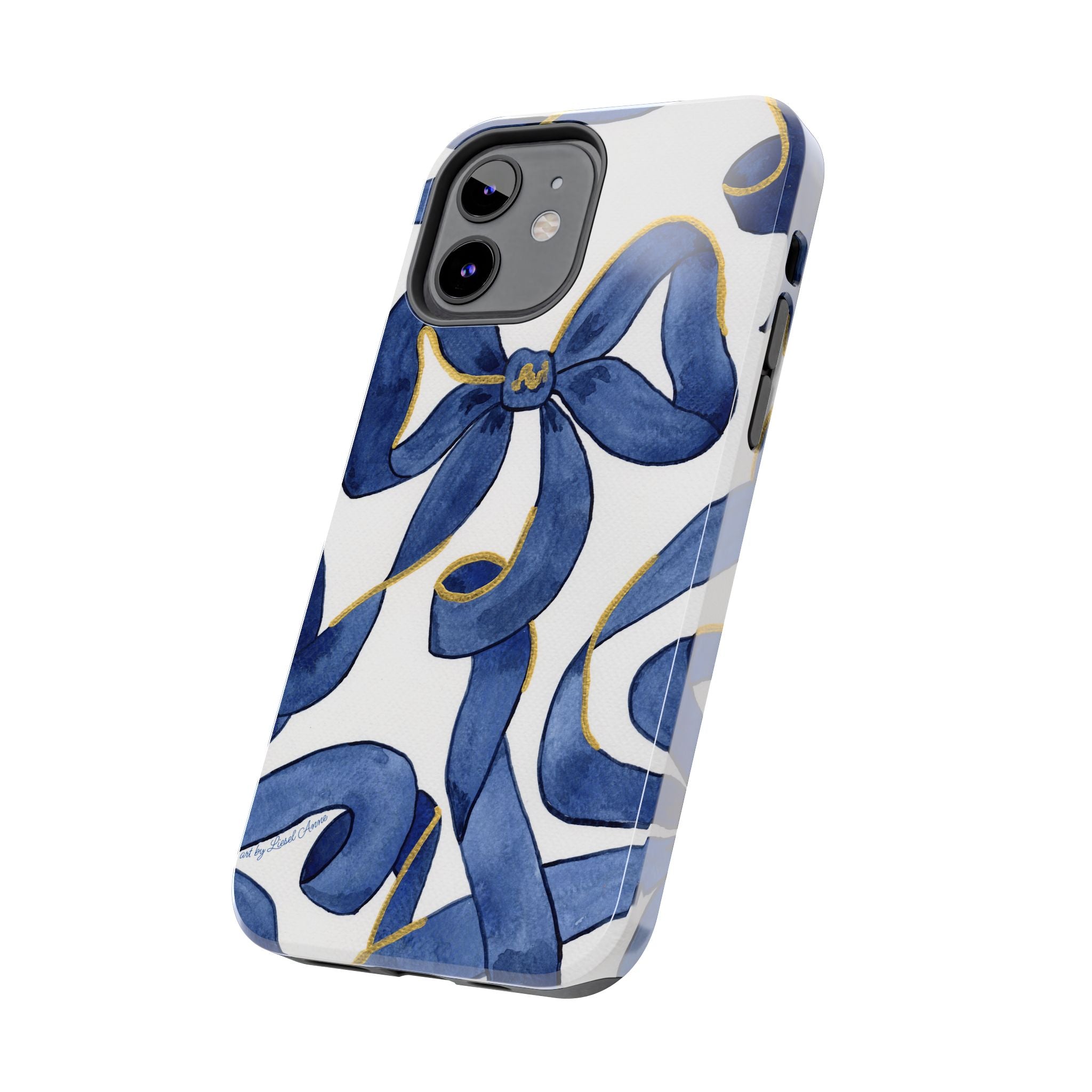 Navy Blue & White Bows Tough Case [iPhone 14 - iPhone 11]