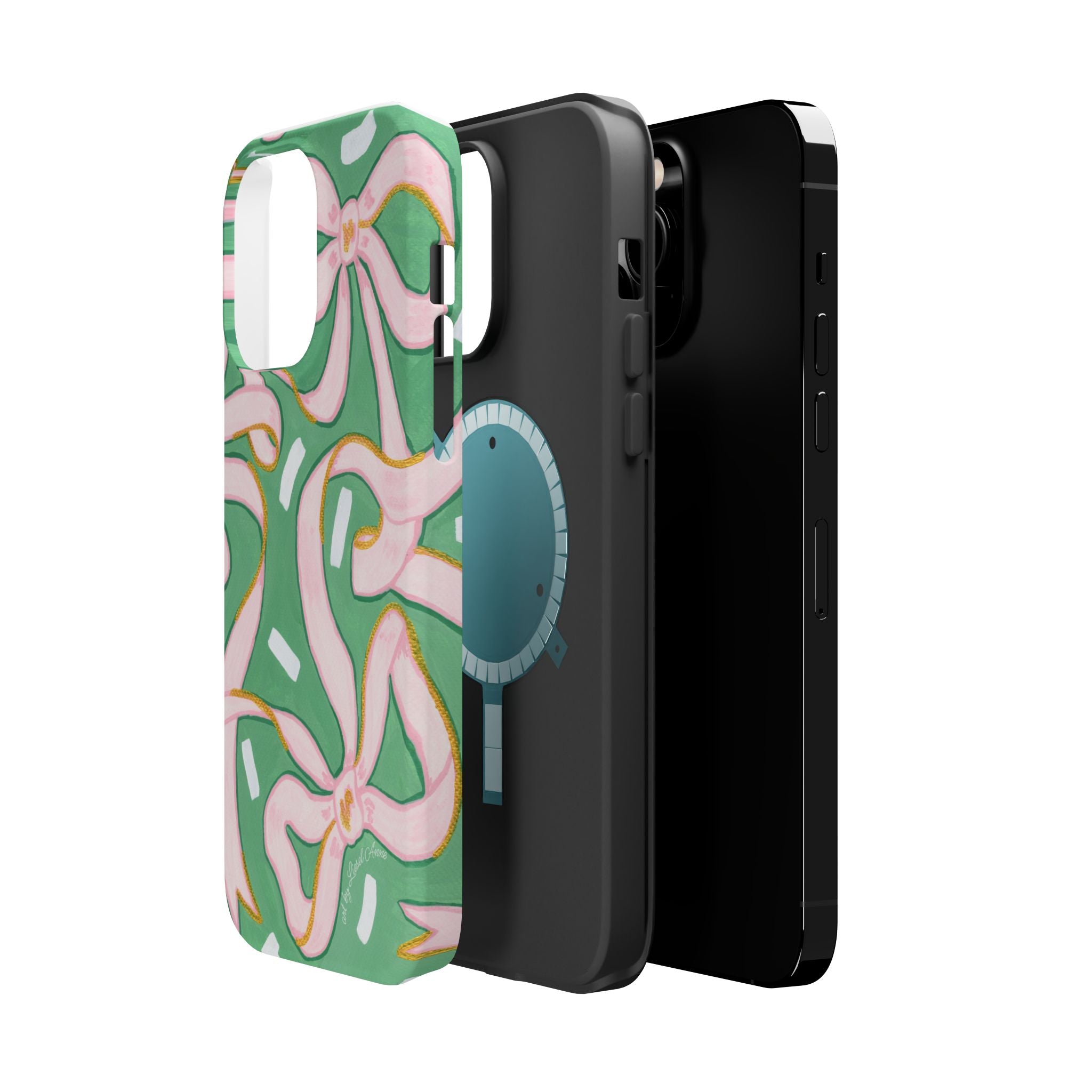 Pink & Green Bows MagSafe Tough Case [iPhone 13 - iPhone 16]