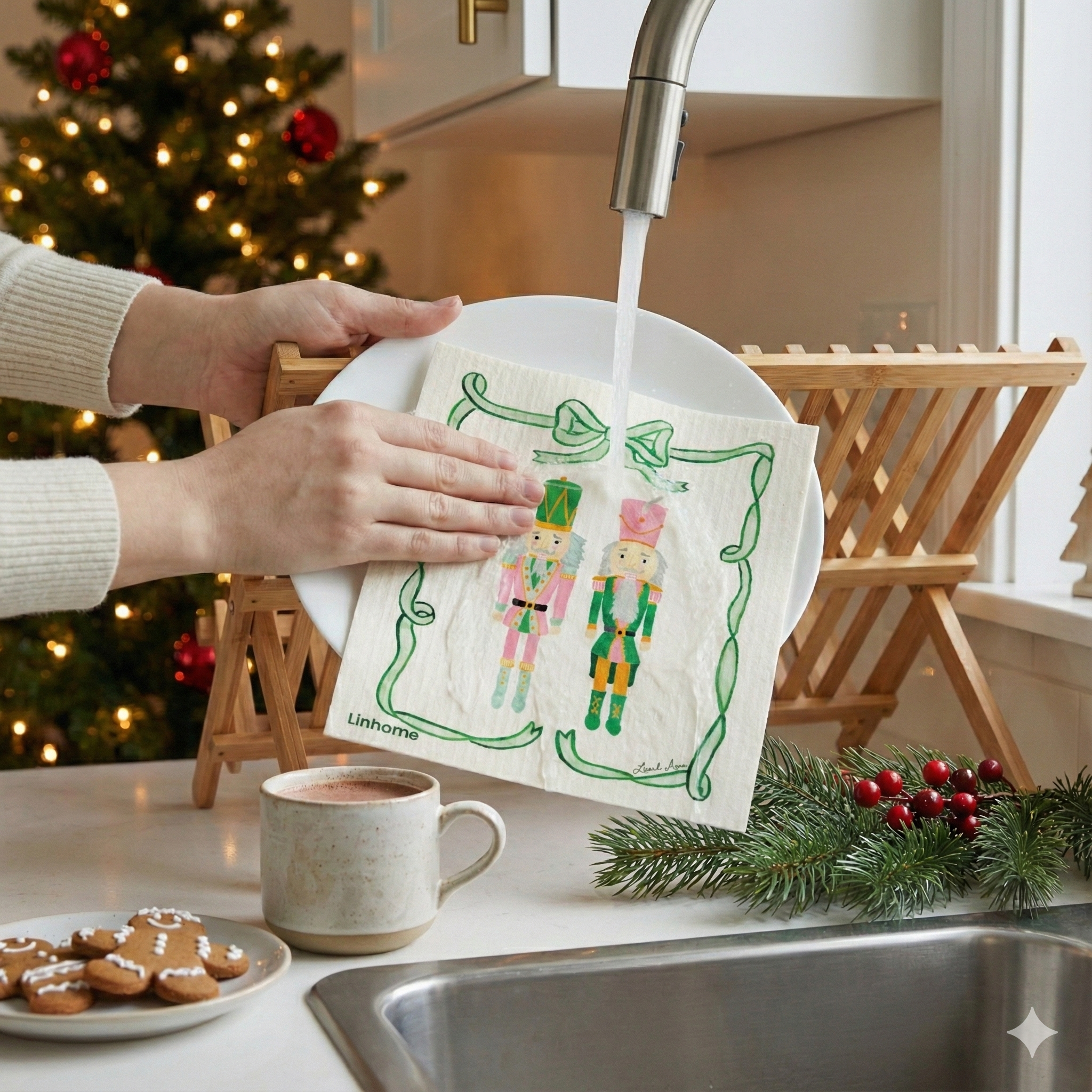 Holiday Classic Collection Nutcracker Duo- Linhome x Liesel Anne Swedish Dishcloths - 1 Pack