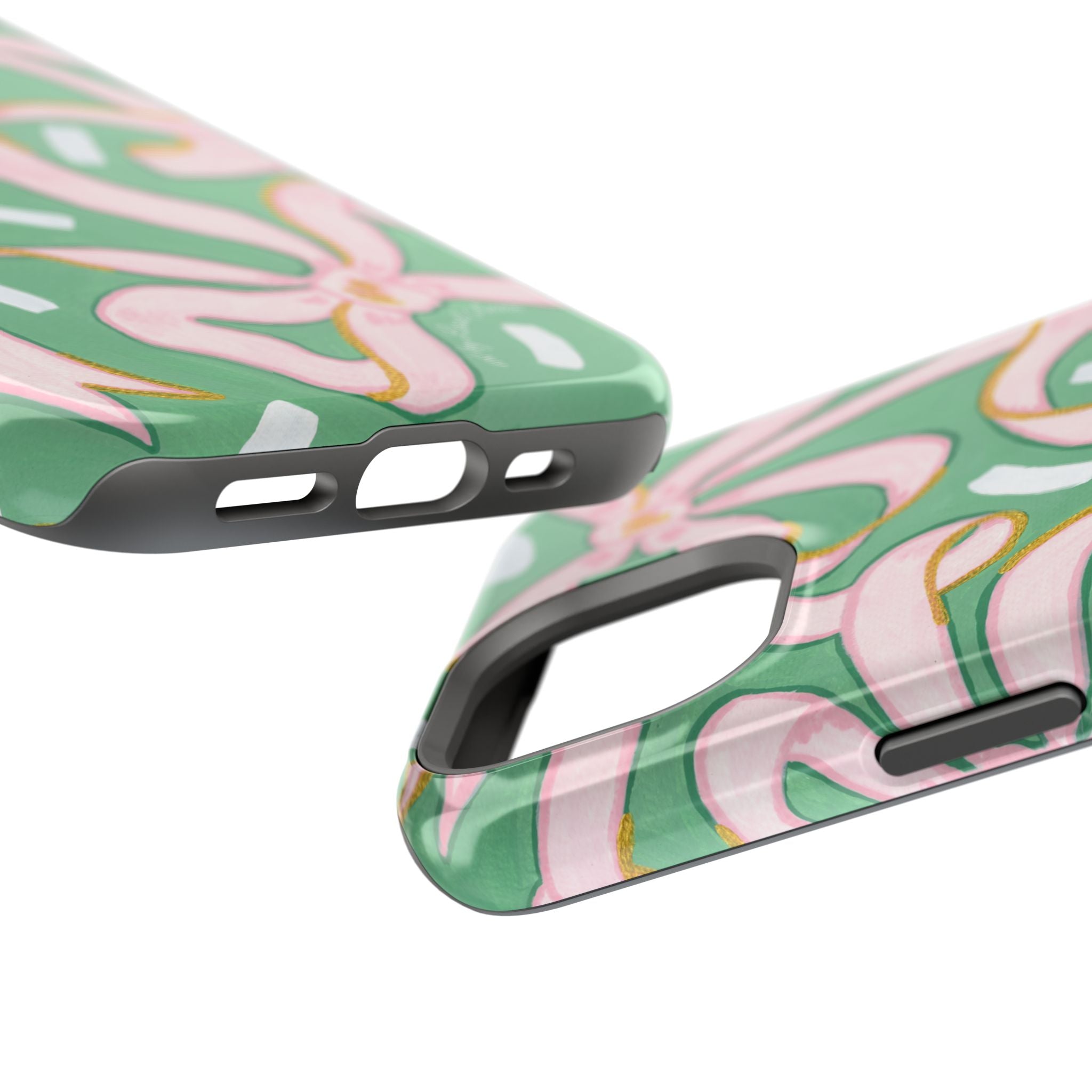 Pink & Green Bows MagSafe Tough Case [iPhone 13 - iPhone 16]