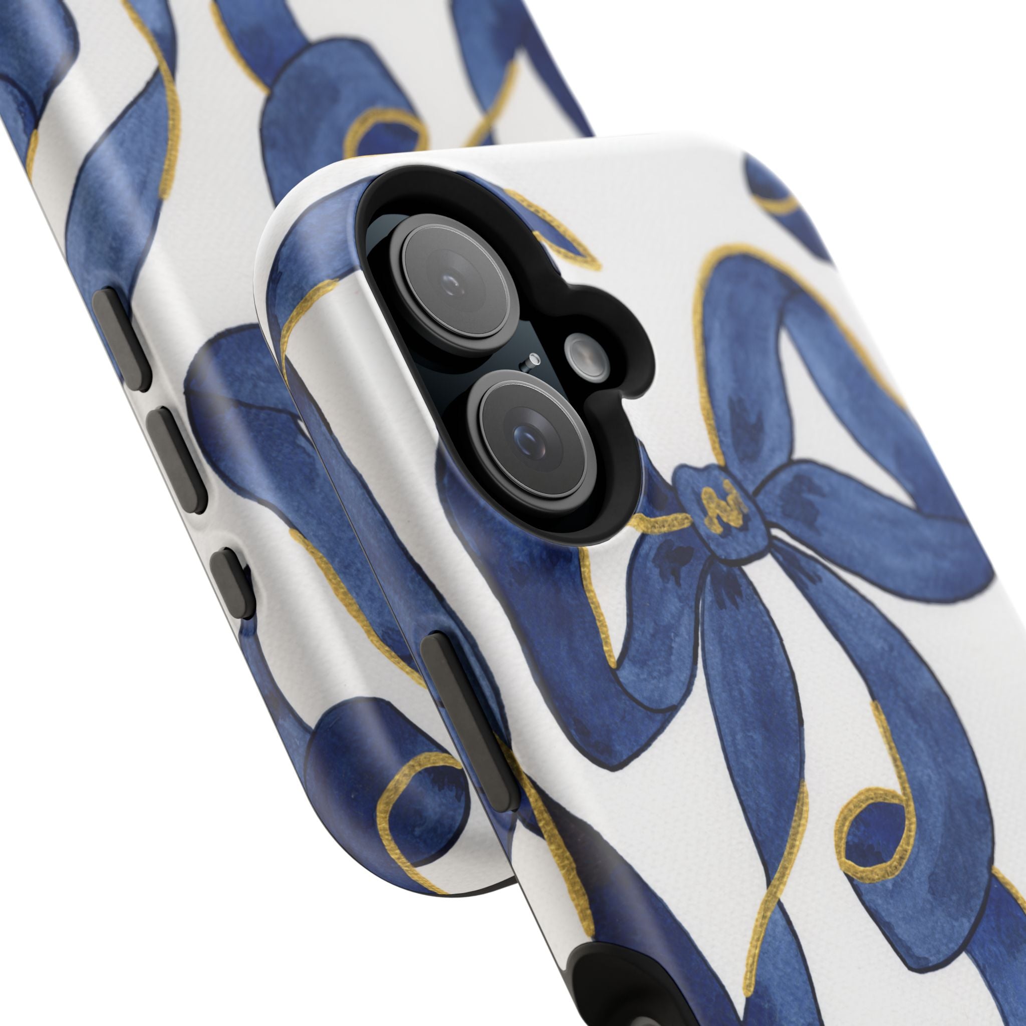 Navy Blue & White Bows MagSafe Tough Case [iPhone 13 - iPhone 16]