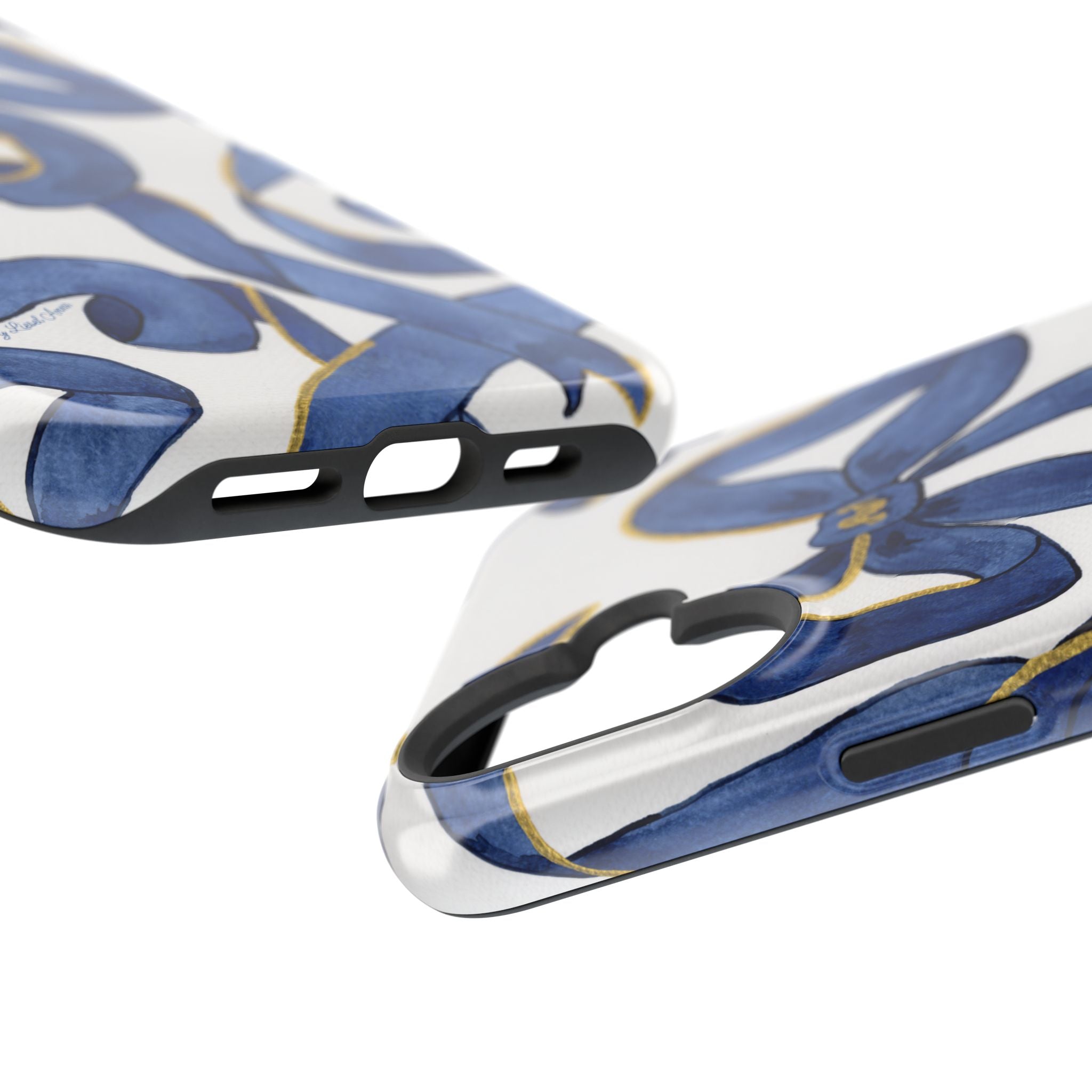 Navy Blue & White Bows MagSafe Tough Case [iPhone 13 - iPhone 16]