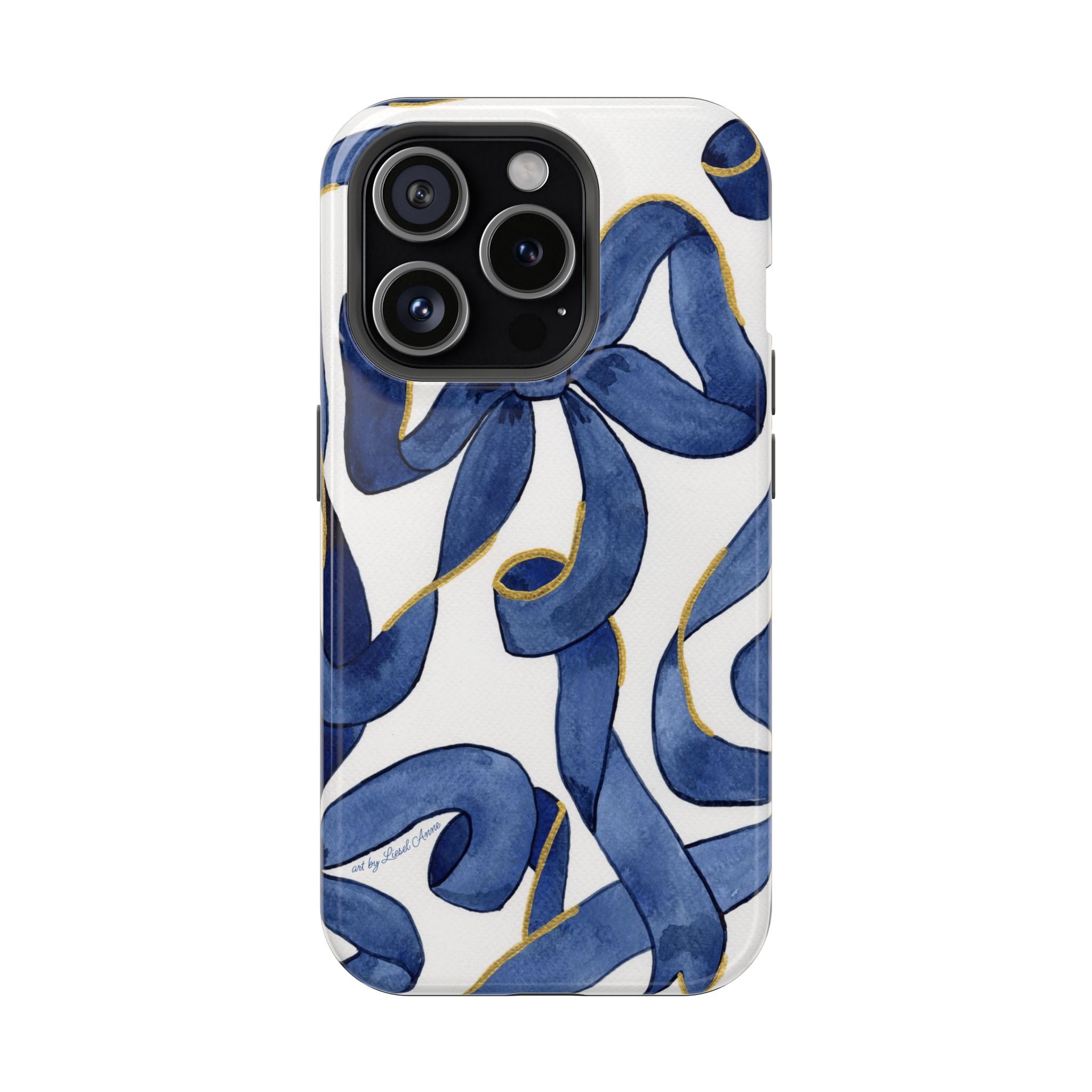 Navy Blue & White Bows MagSafe Tough Case [iPhone 13 - iPhone 16]