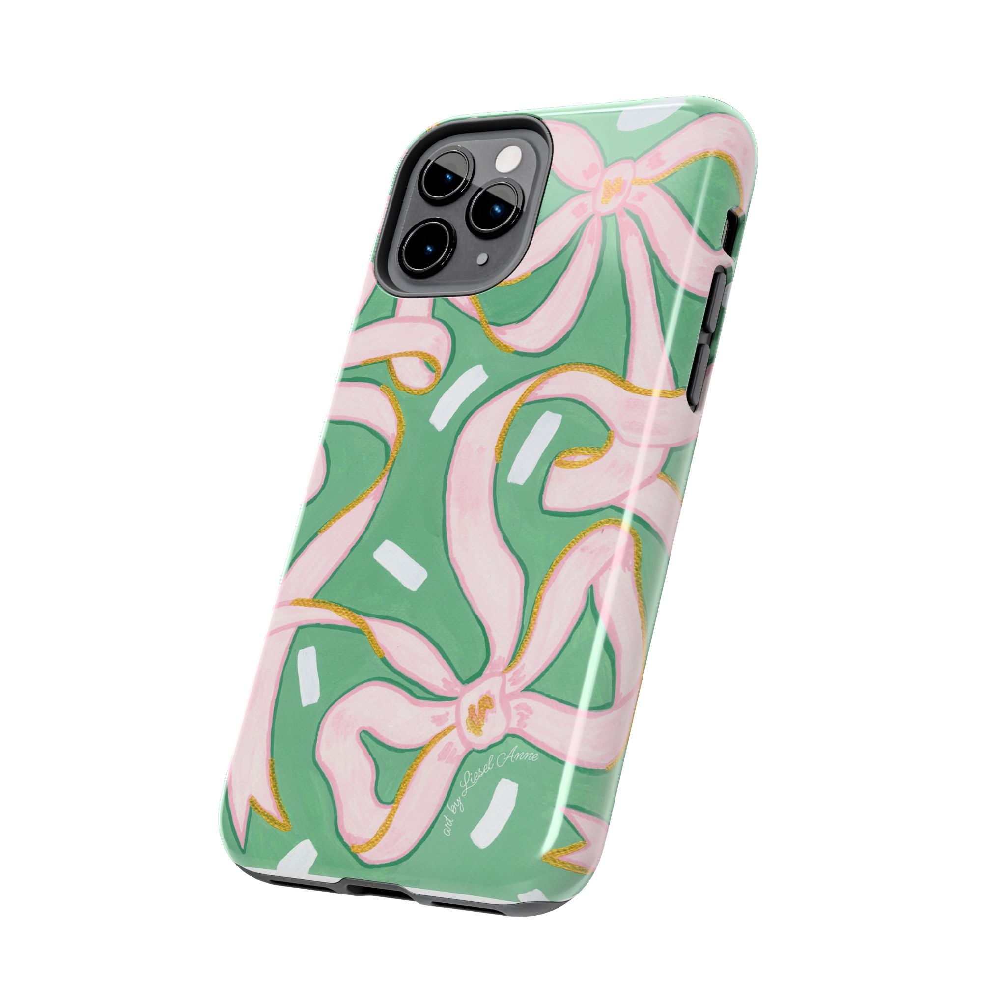 Pink and Green Bows Tough Case [iPhone 14 - iPhone 11]