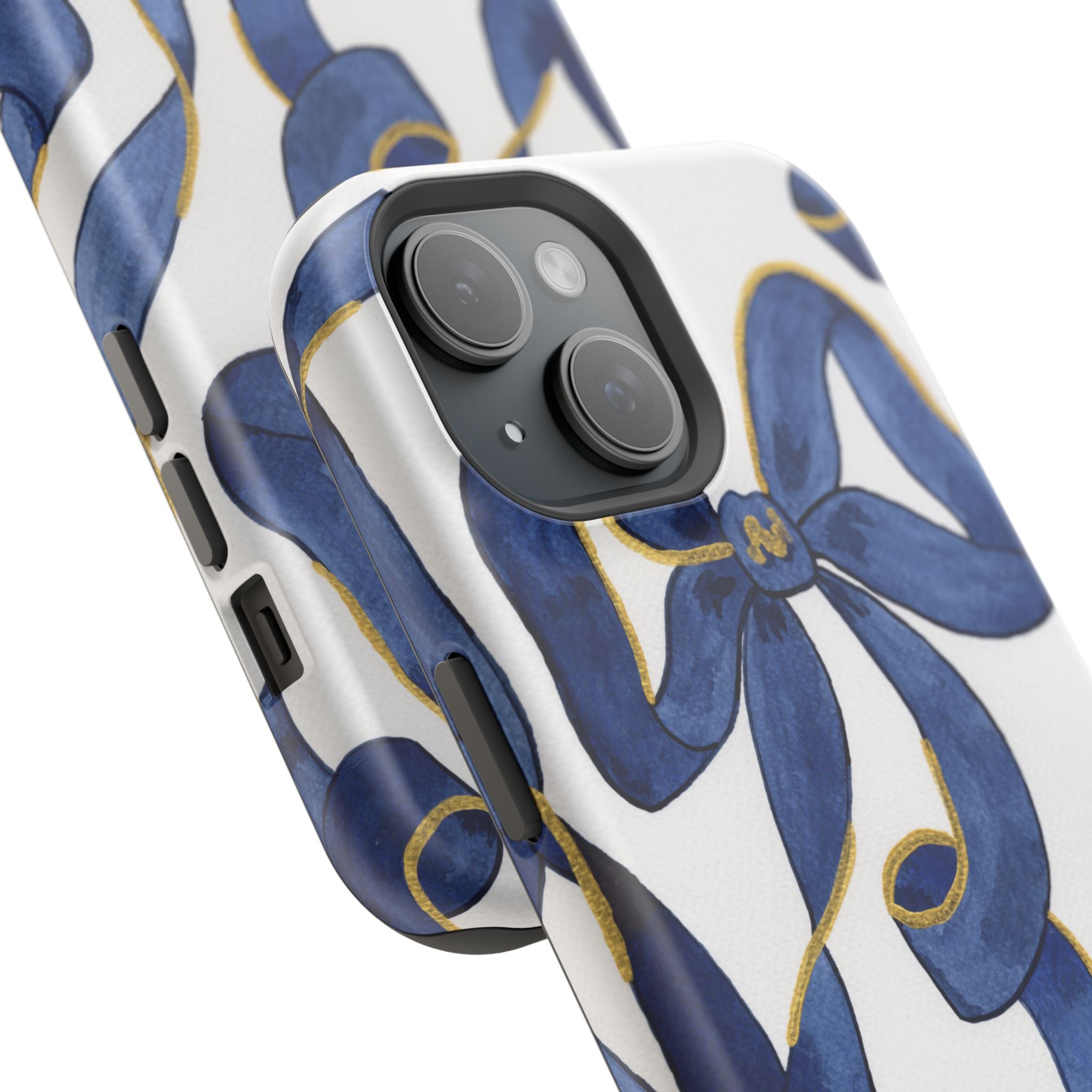 Navy Blue & White Bows MagSafe Tough Case [iPhone 13 - iPhone 16]