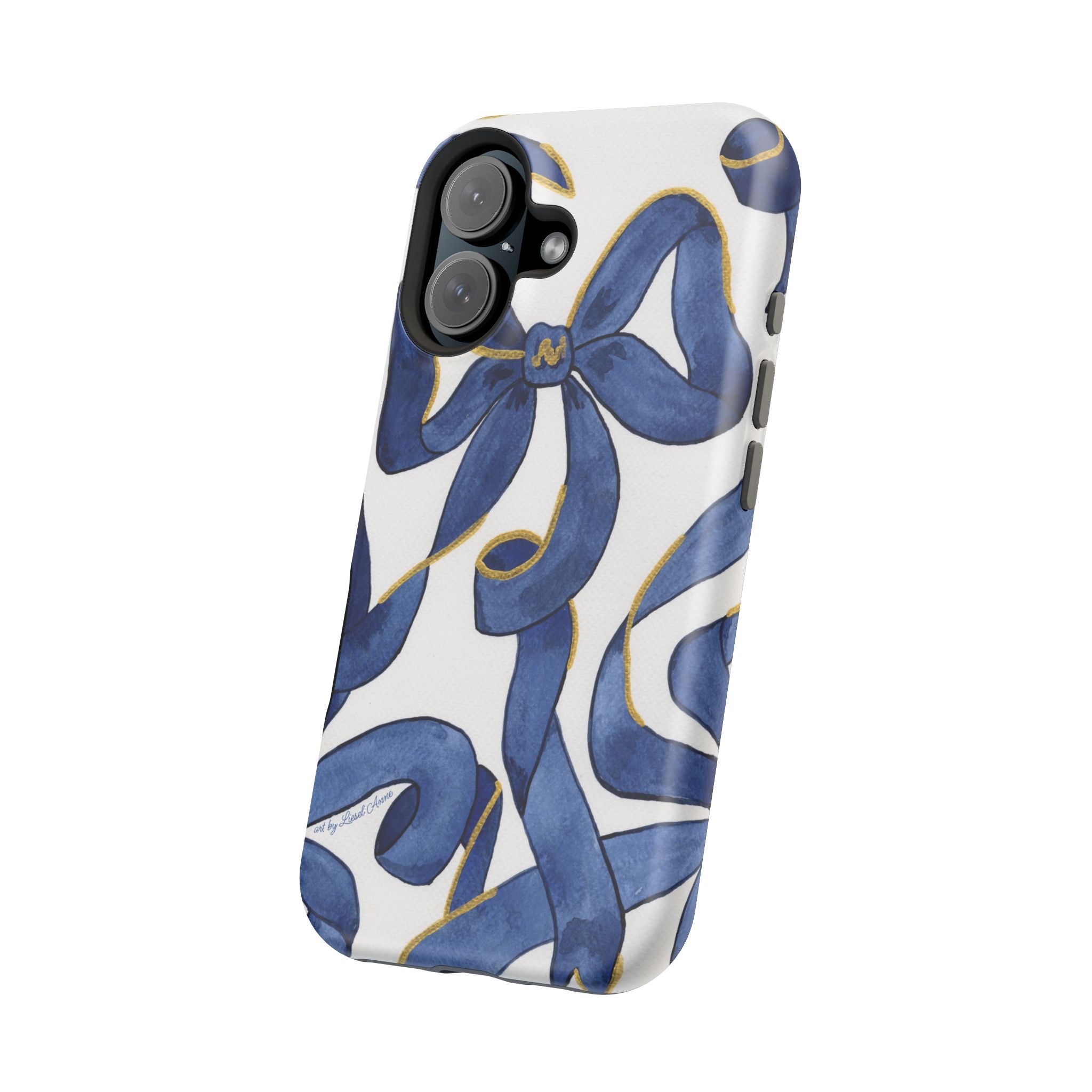 Navy Blue & White Bows MagSafe Tough Case [iPhone 13 - iPhone 16]
