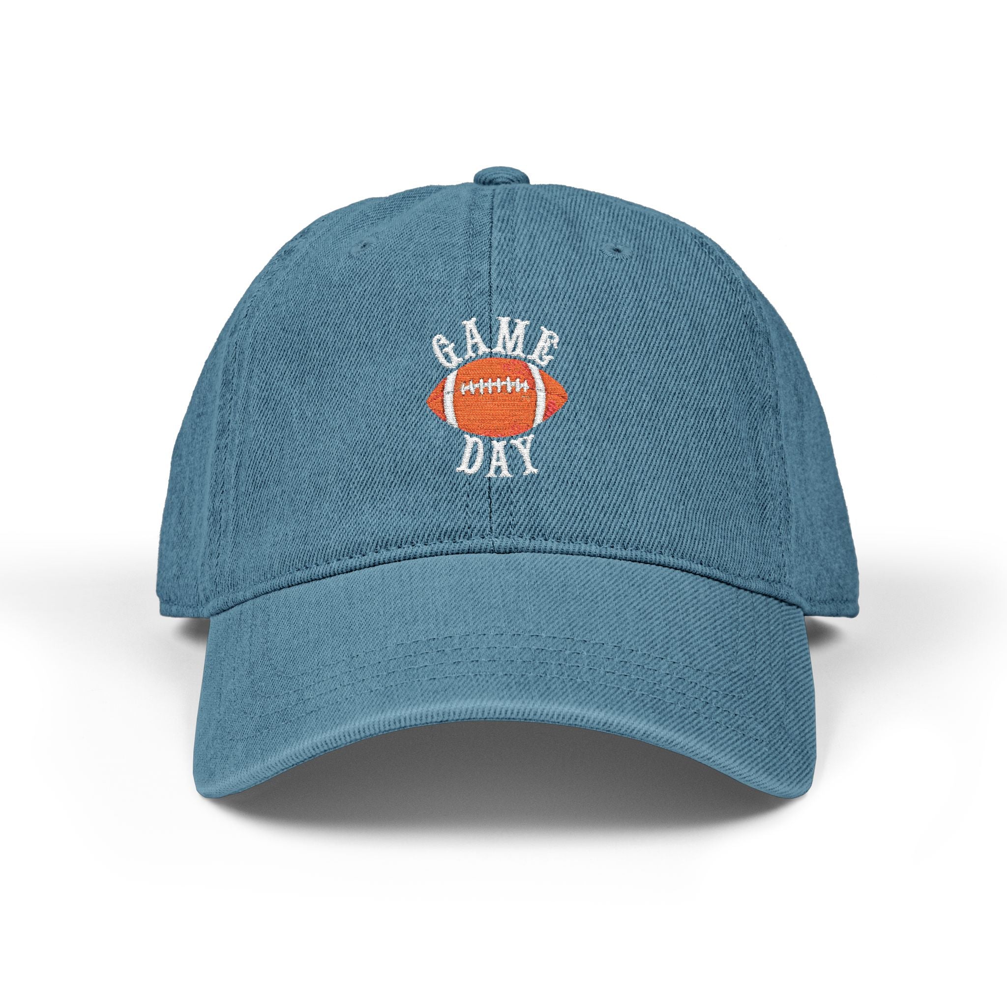 Football Game Day Cap, Denim Embroidered Football Hat