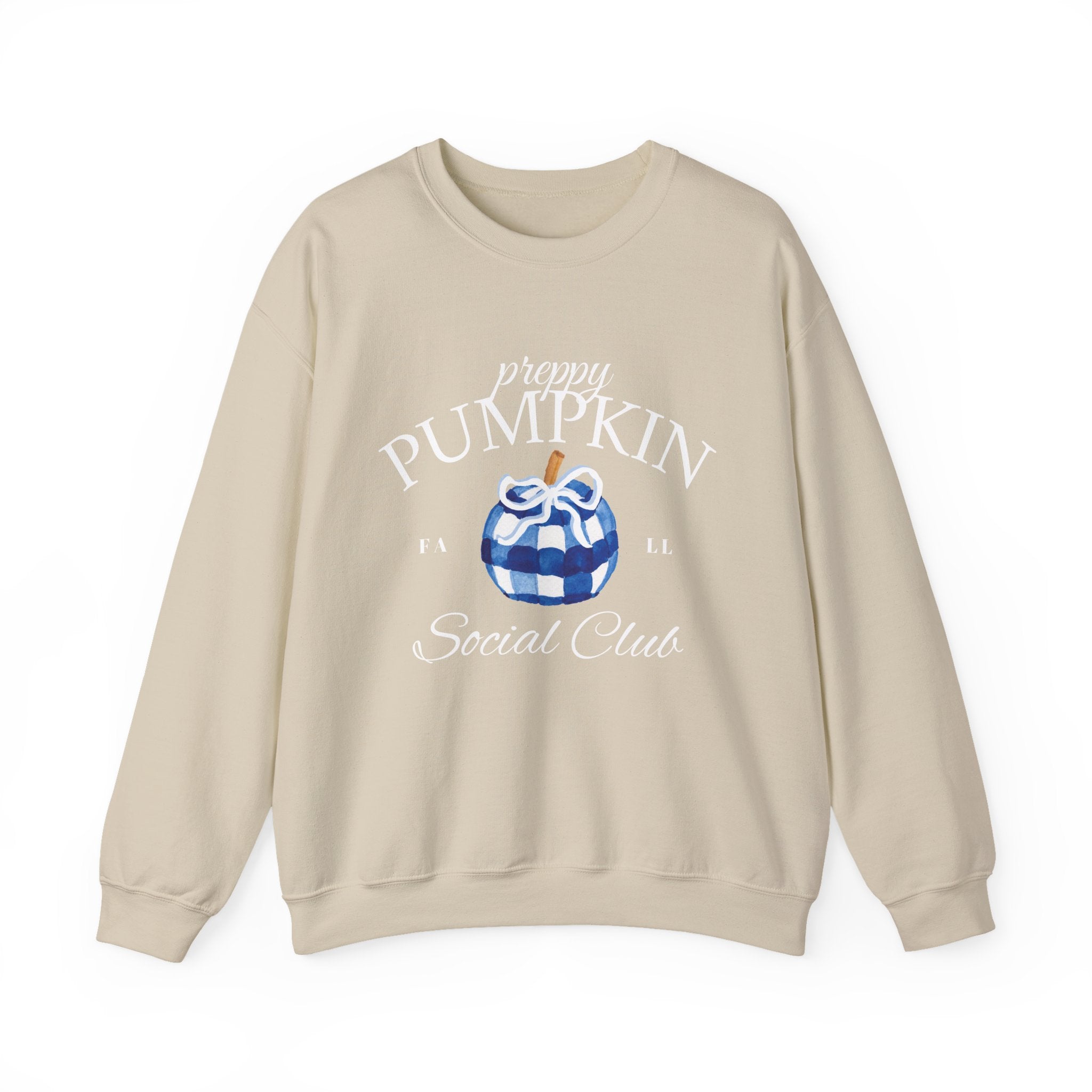 Preppy Pumpkin Sweatshirt [Cozy Fall Crewneck & Gingham Pumpkin]
