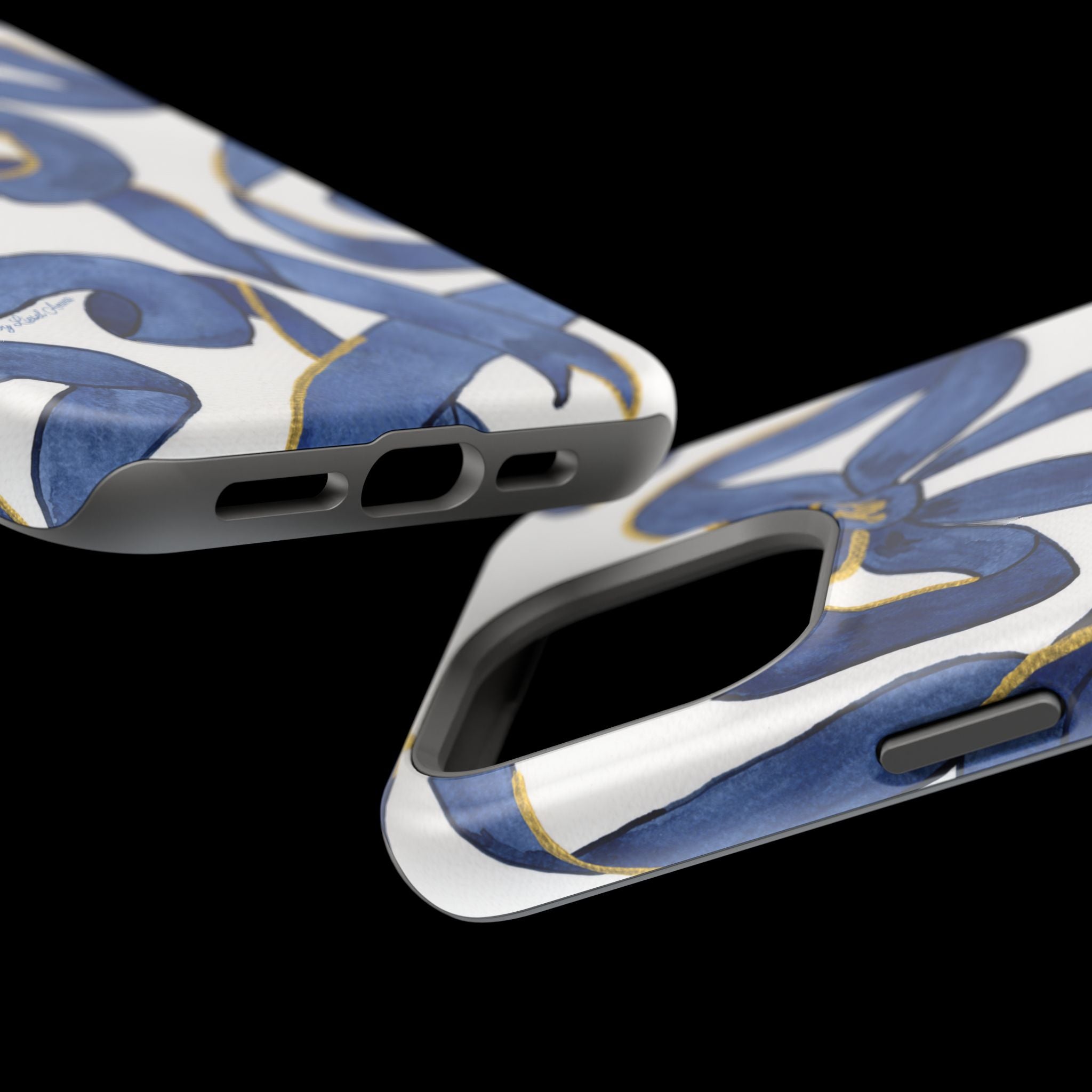 Navy Blue & White Bows MagSafe Tough Case [iPhone 13 - iPhone 16]
