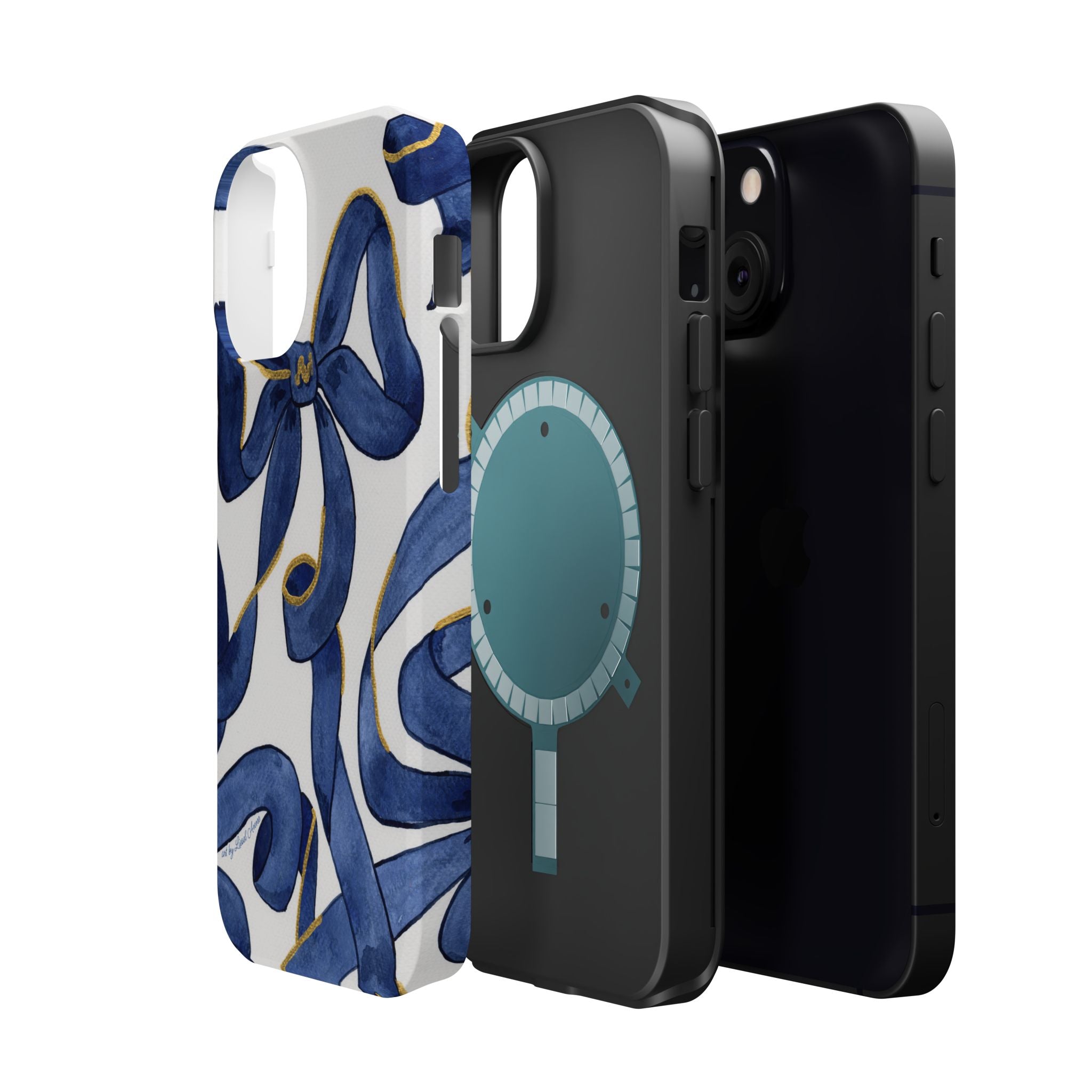 Navy Blue & White Bows MagSafe Tough Case [iPhone 13 - iPhone 16]