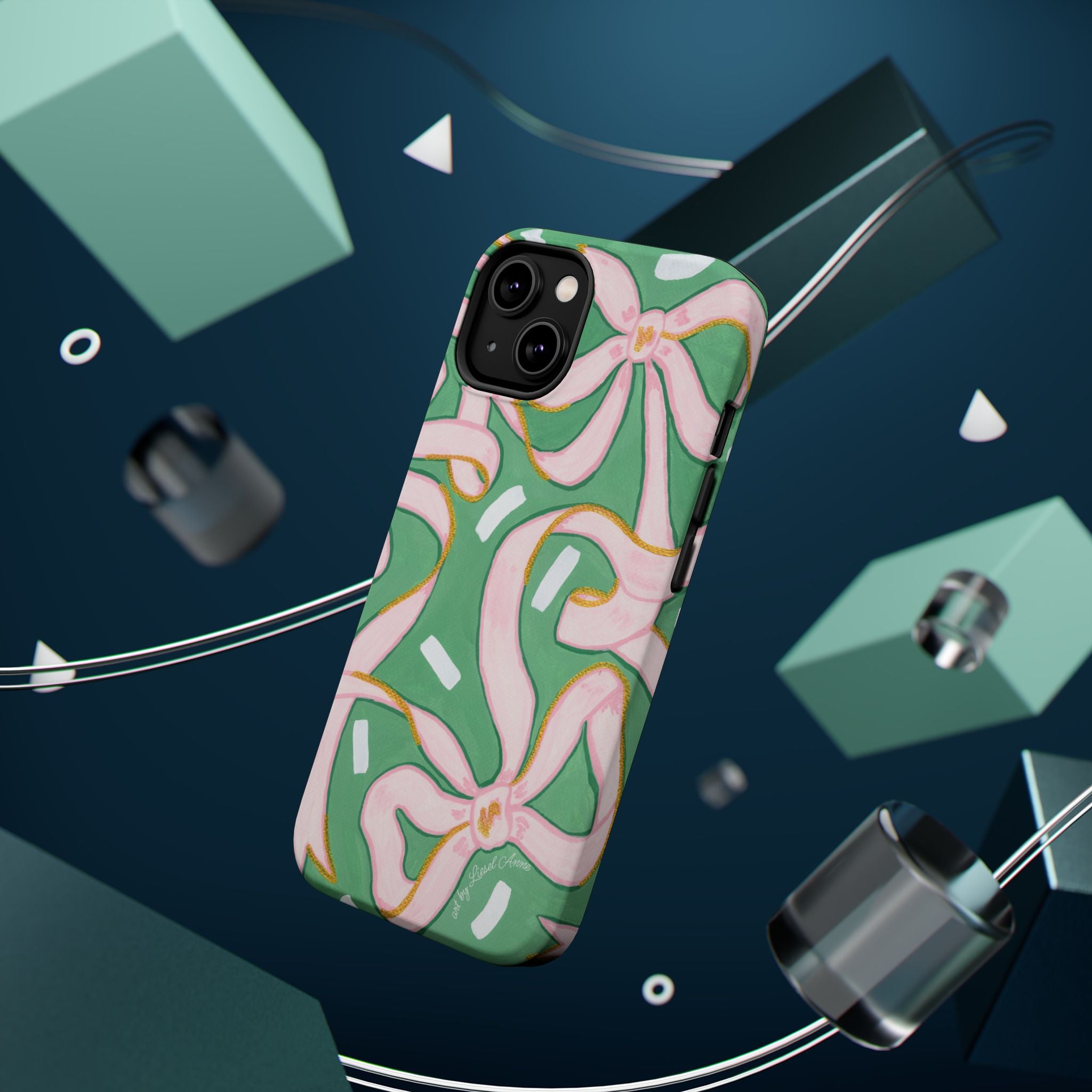 Pink & Green Bows MagSafe Tough Case [iPhone 13 - iPhone 16]