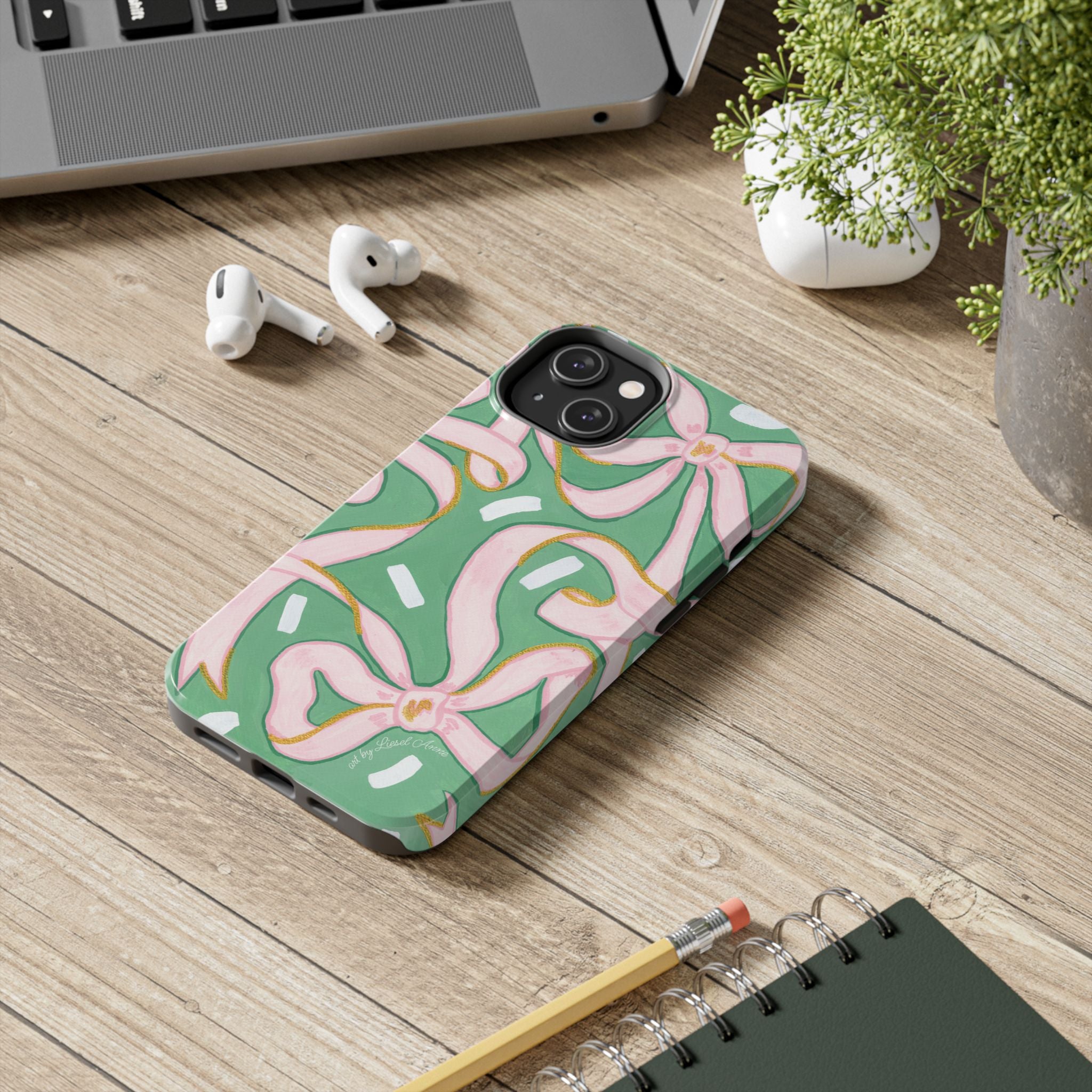 Pink and Green Bows Tough Case [iPhone 14 - iPhone 11]
