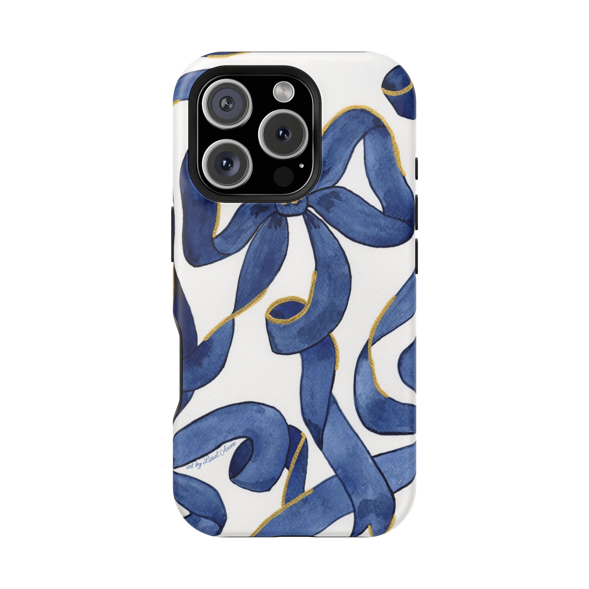 Navy Blue & White Bows MagSafe Tough Case [iPhone 13 - iPhone 16]