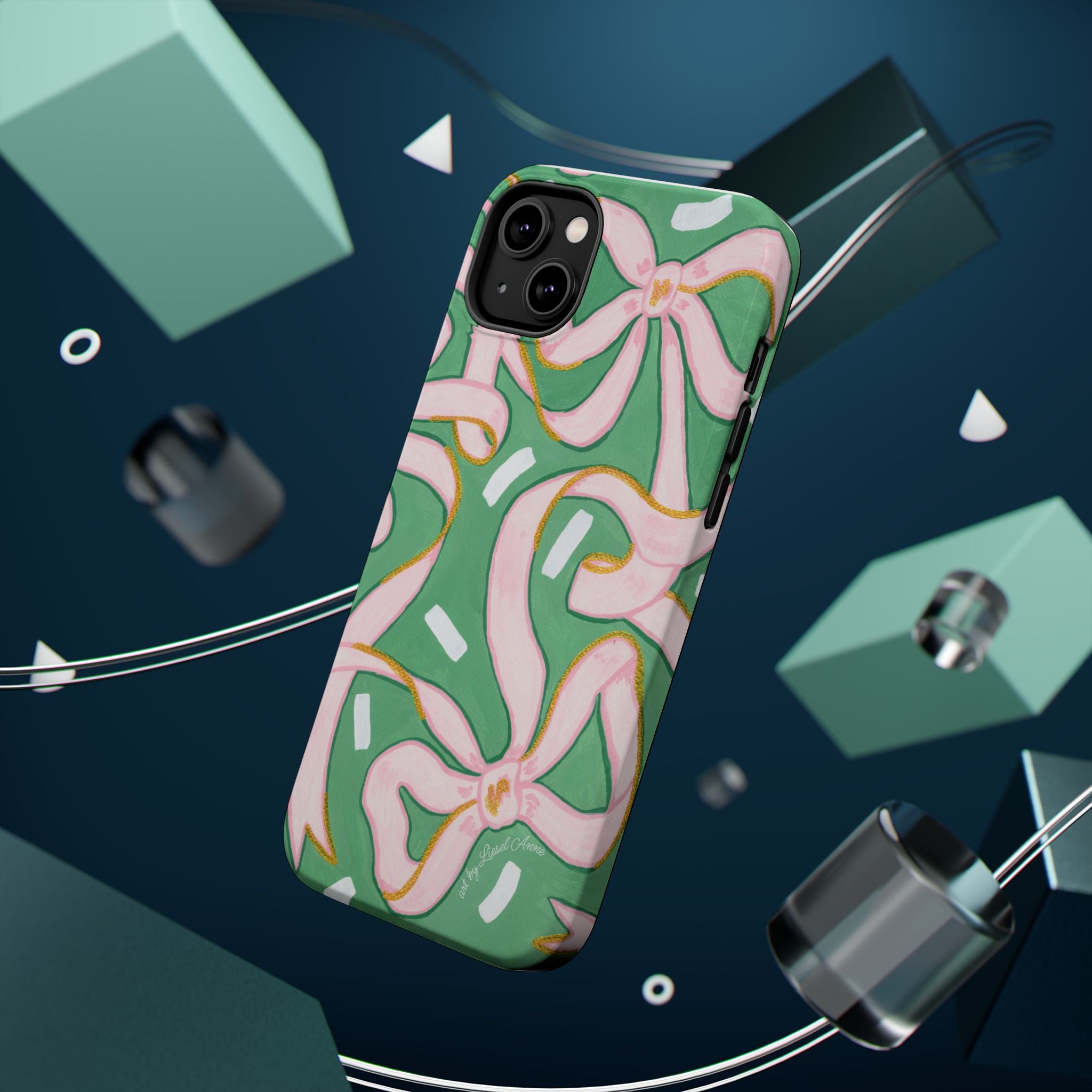 Pink & Green Bows MagSafe Tough Case [iPhone 13 - iPhone 16]