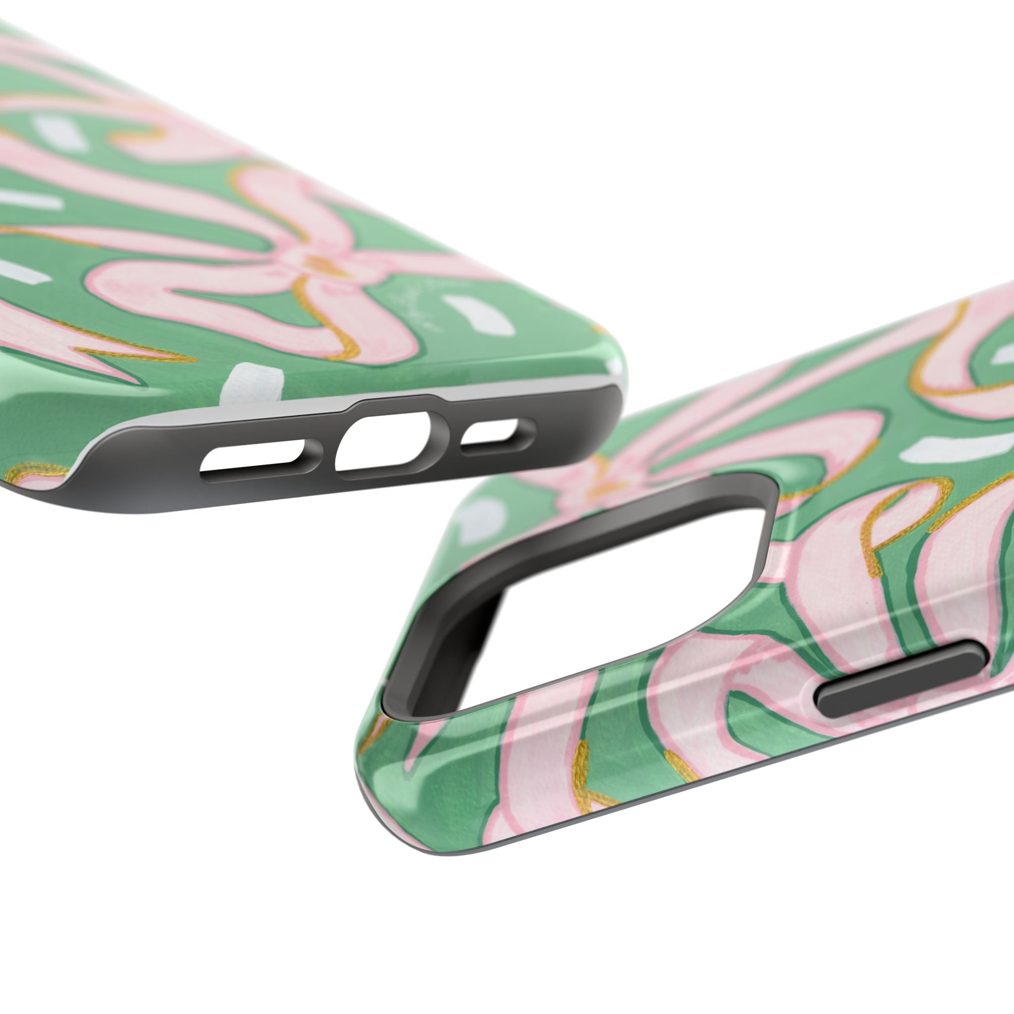 Pink & Green Bows MagSafe Tough Case [iPhone 13 - iPhone 16]