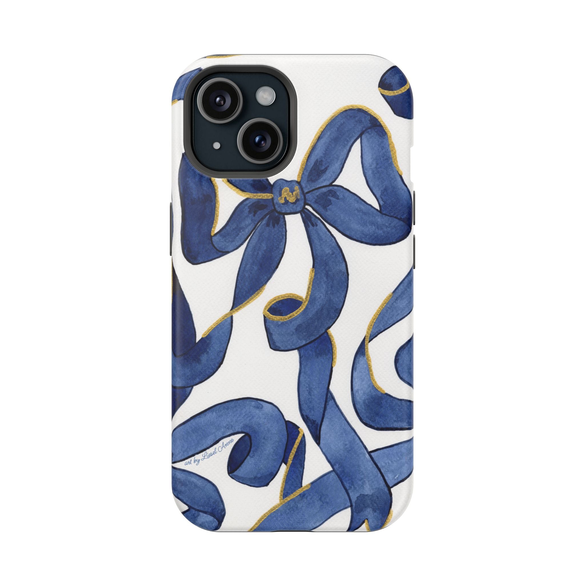 Navy Blue & White Bows MagSafe Tough Case [iPhone 13 - iPhone 16]