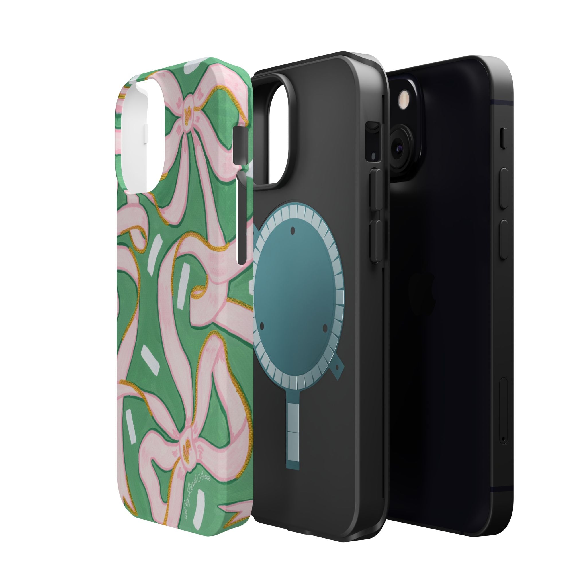 Pink & Green Bows MagSafe Tough Case [iPhone 13 - iPhone 16]