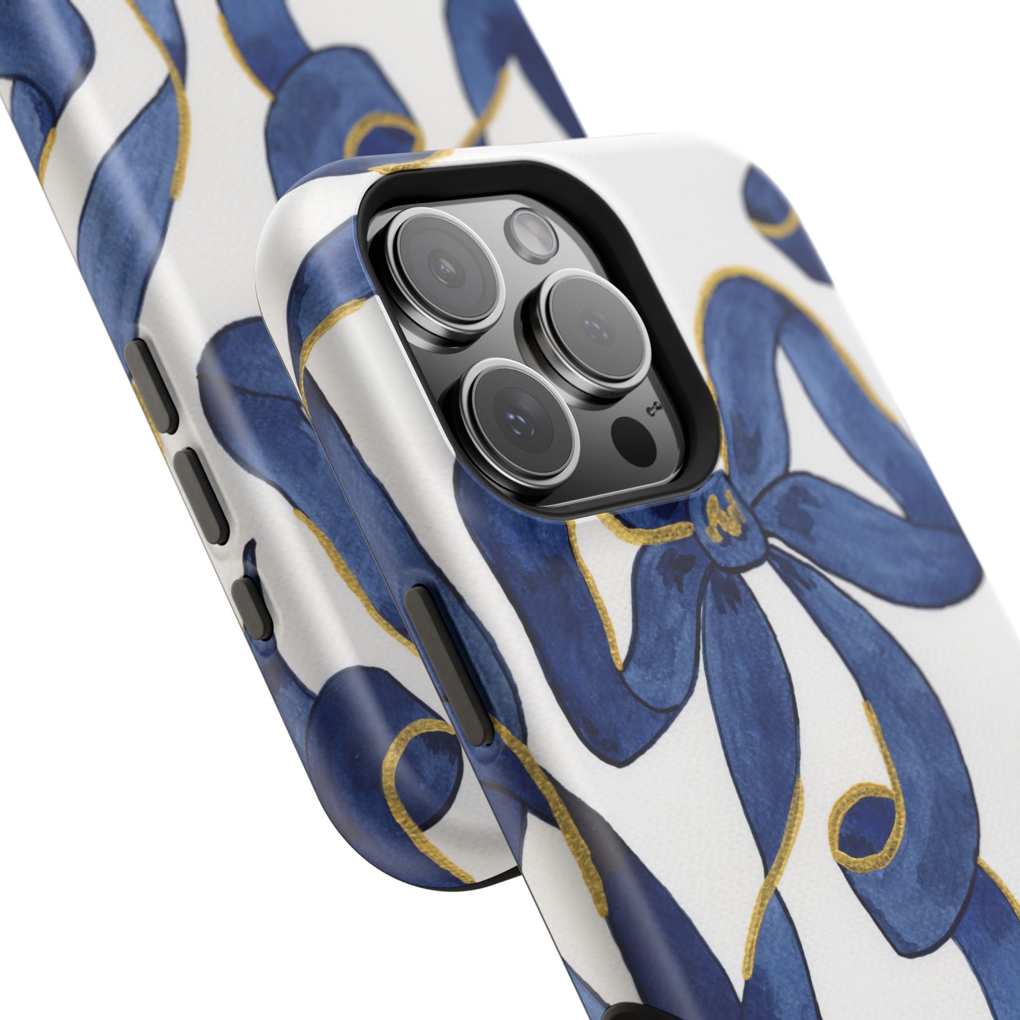 Navy Blue & White Bows MagSafe Tough Case [iPhone 13 - iPhone 16]