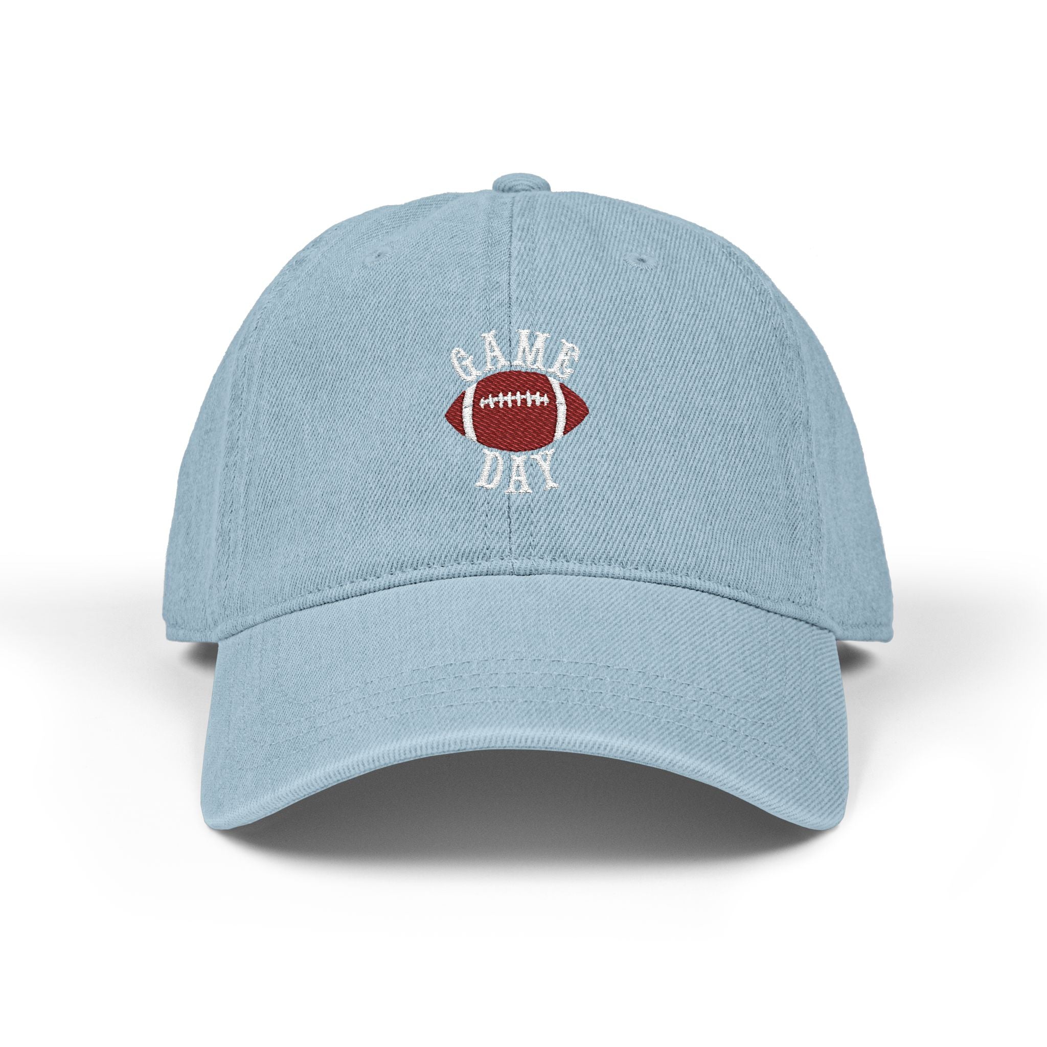 Football Game Day Cap, Denim Embroidered Football Hat