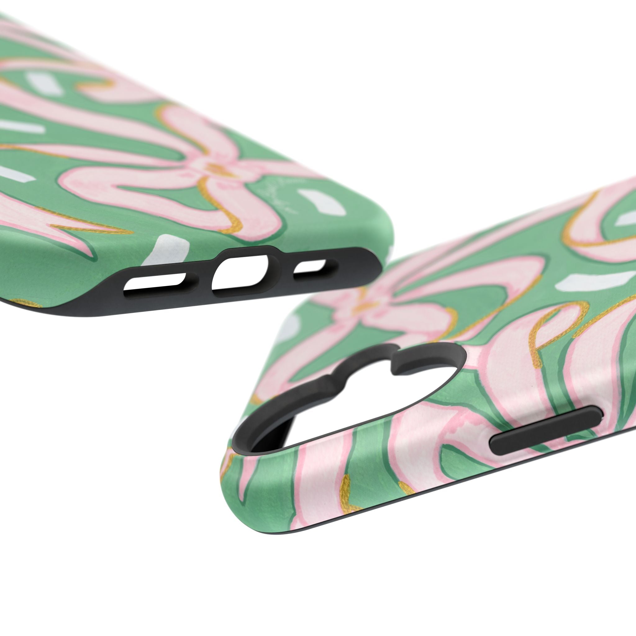 Pink & Green Bows MagSafe Tough Case [iPhone 13 - iPhone 16]
