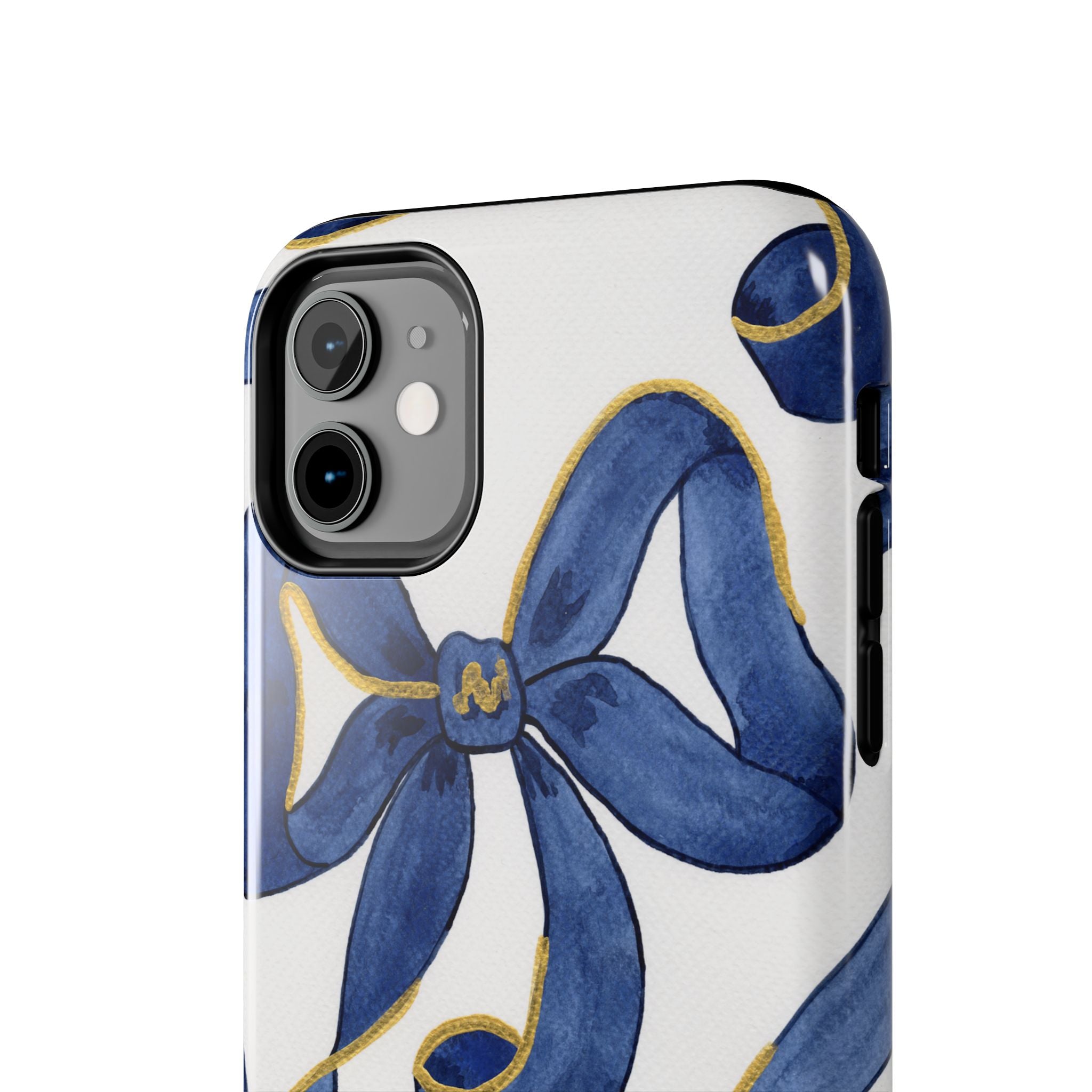 Navy Blue & White Bows Tough Case [iPhone 14 - iPhone 11]
