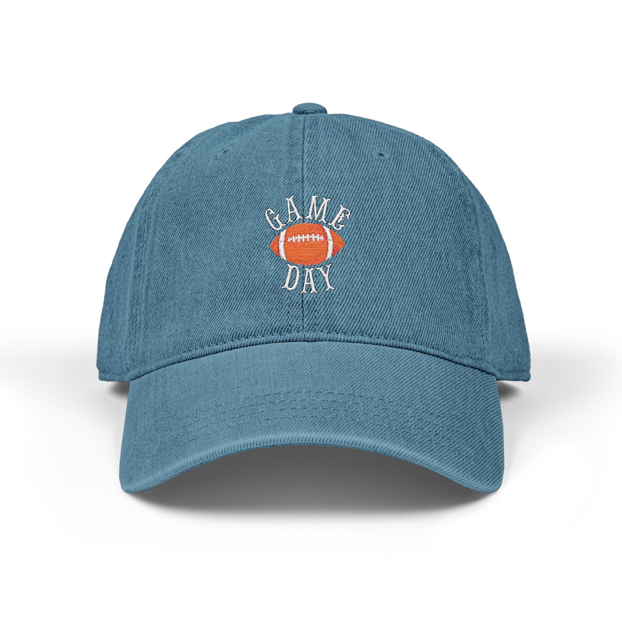Football Game Day Cap, Denim Embroidered Football Hat