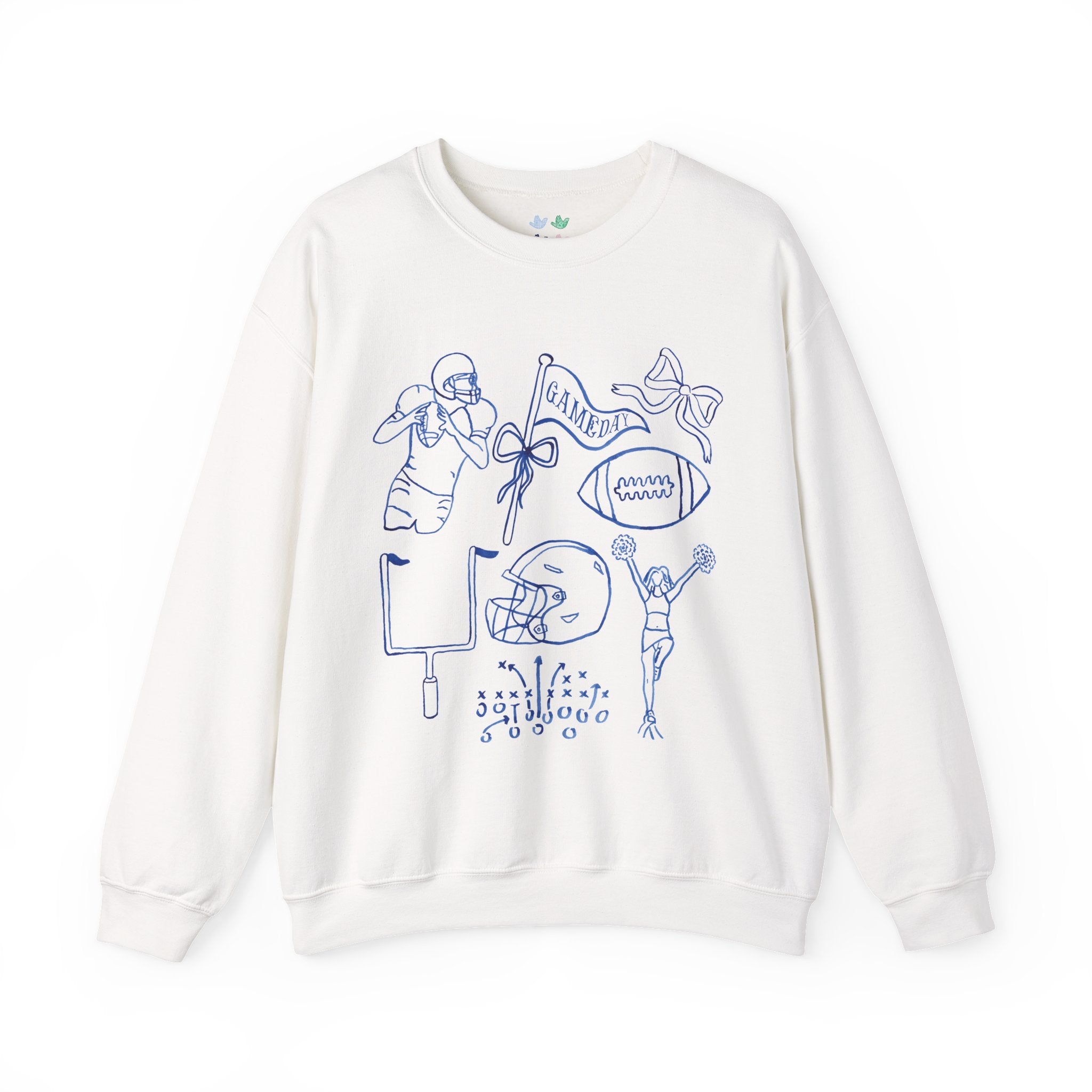 Blue & White Girly Football Gameday Sweatshirt