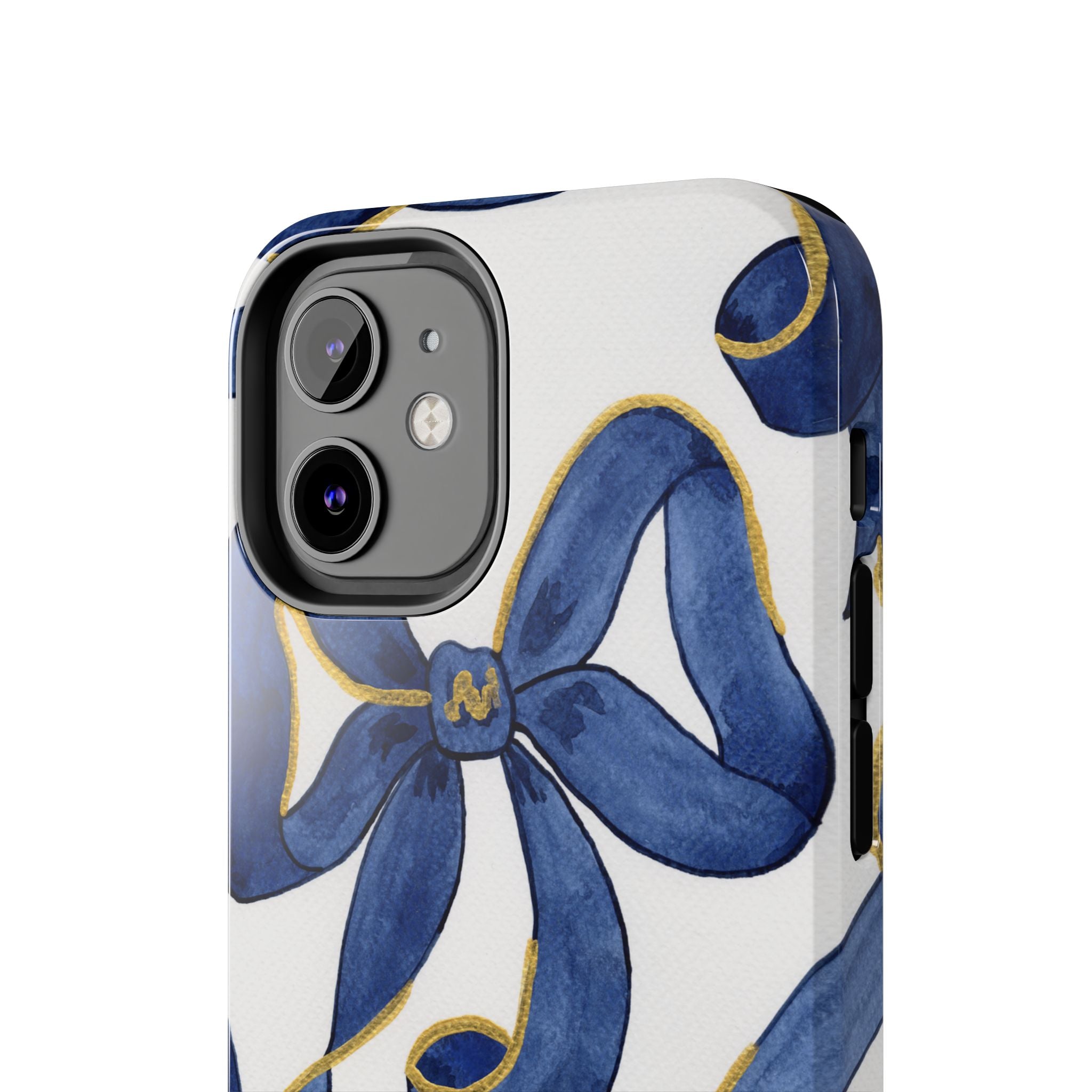 Navy Blue & White Bows Tough Case [iPhone 14 - iPhone 11]