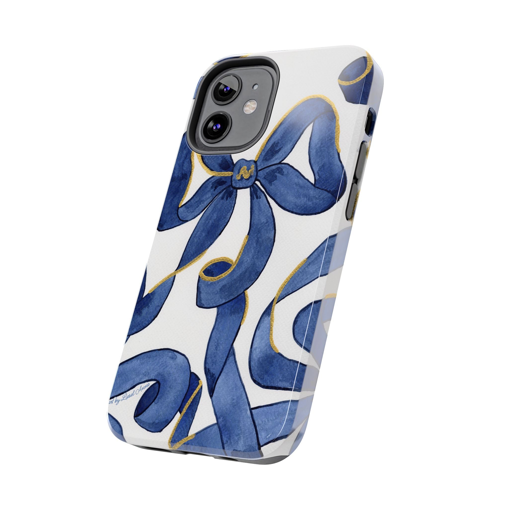 Navy Blue & White Bows Tough Case [iPhone 14 - iPhone 11]
