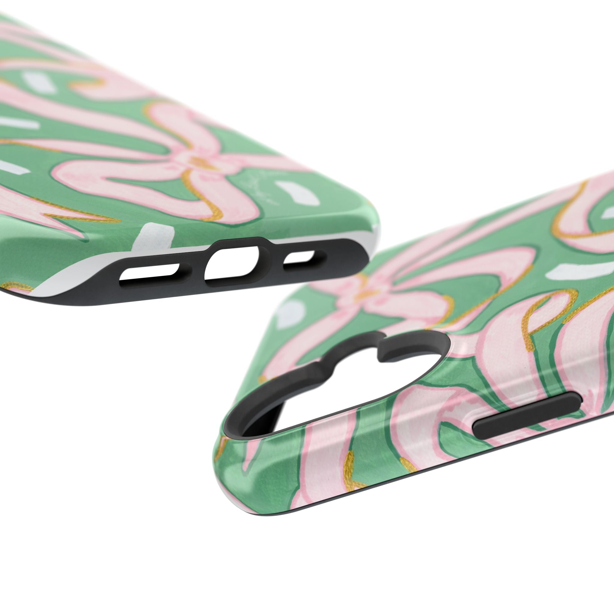 Pink & Green Bows MagSafe Tough Case [iPhone 13 - iPhone 16]