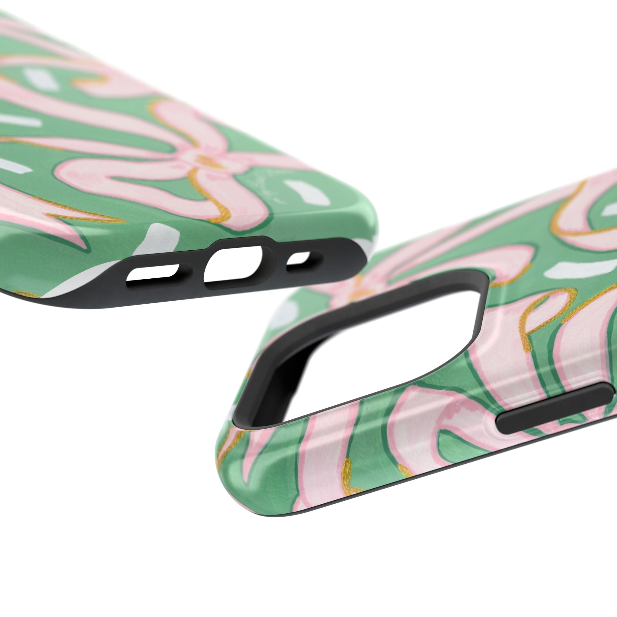 Pink & Green Bows MagSafe Tough Case [iPhone 13 - iPhone 16]