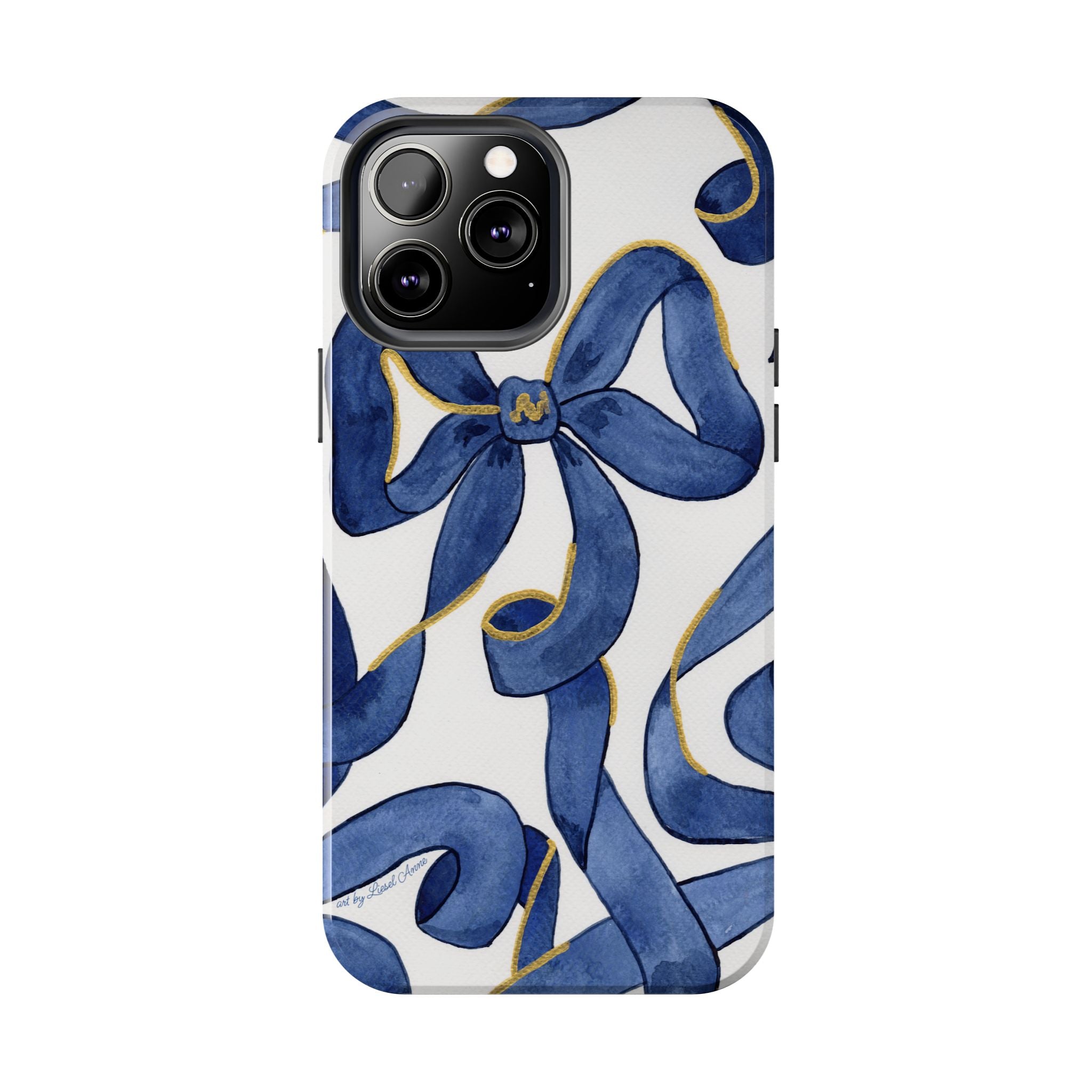 Navy Blue & White Bows Tough Case [iPhone 14 - iPhone 11]