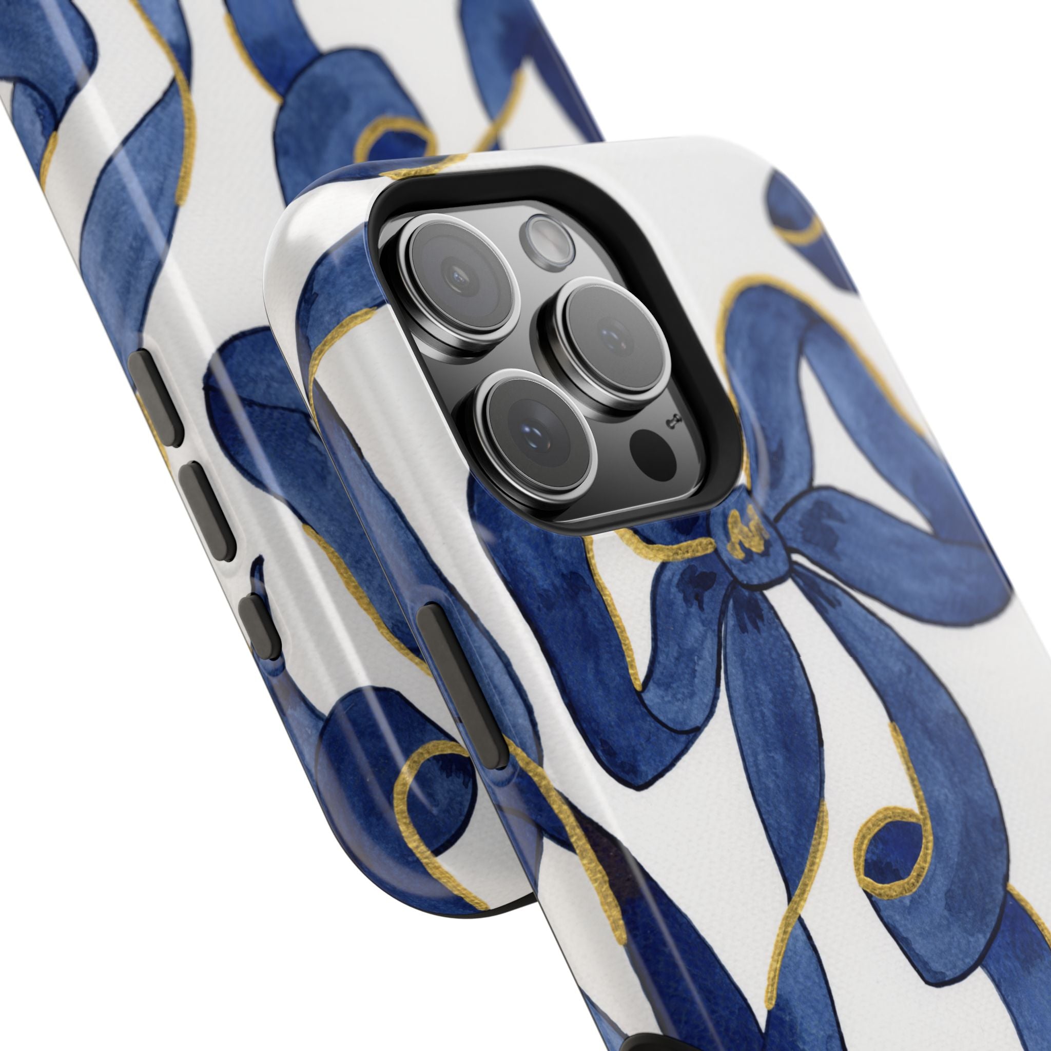 Navy Blue & White Bows MagSafe Tough Case [iPhone 13 - iPhone 16]
