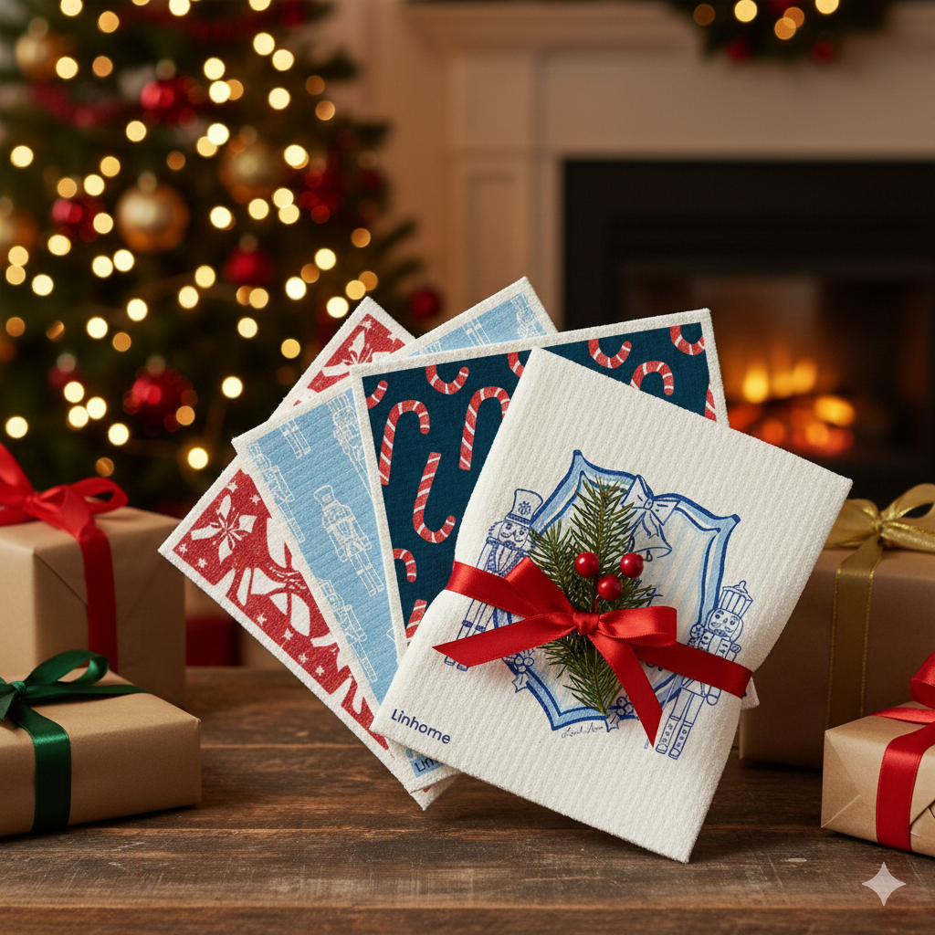Holiday Nutcracker Collection - Linhome x Liesel Anne Swedish Dishcloths - 4 Pack