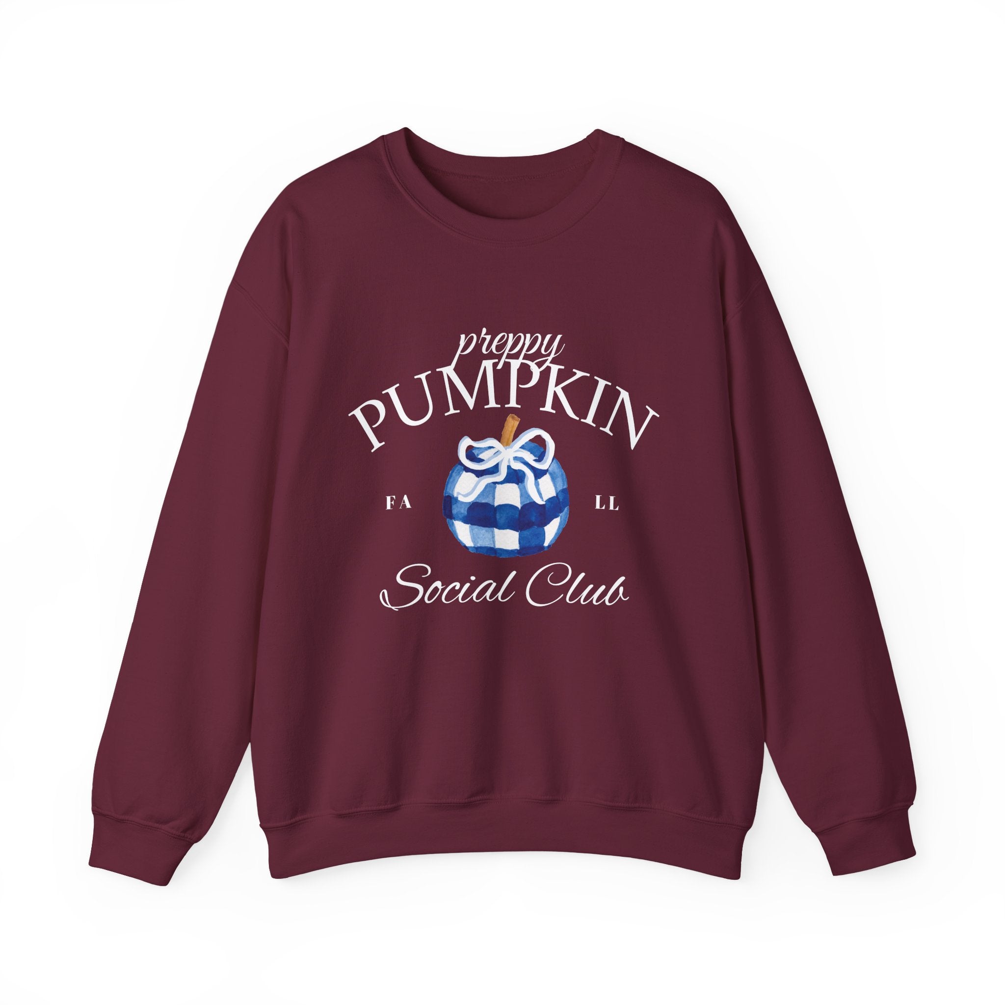 Preppy Pumpkin Sweatshirt [Cozy Fall Crewneck & Gingham Pumpkin]