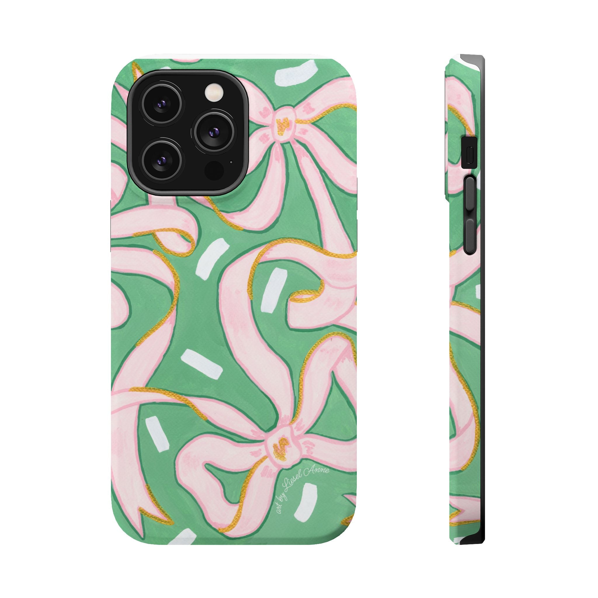 Pink & Green Bows MagSafe Tough Case [iPhone 13 - iPhone 16]