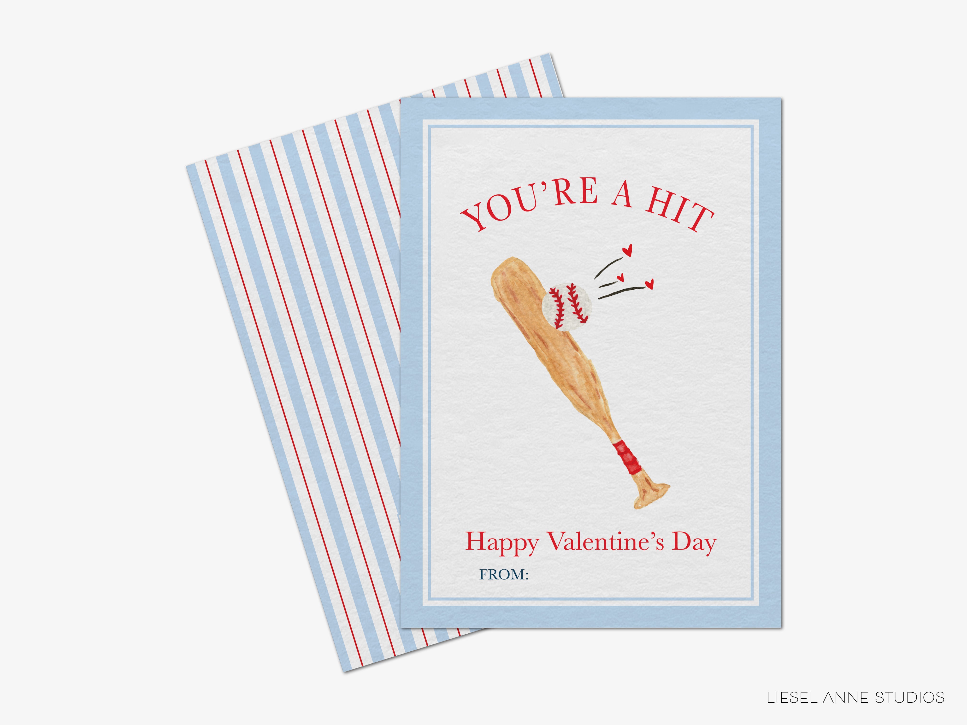 A Valentine's Day card with a baseball bat and a message that says "You're a Hit" and "Happy Valentine's Day from: [sender's name]"