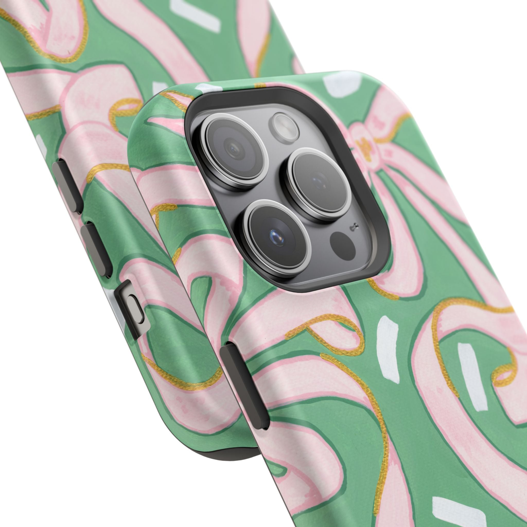 Pink & Green Bows MagSafe Tough Case [iPhone 13 - iPhone 16]