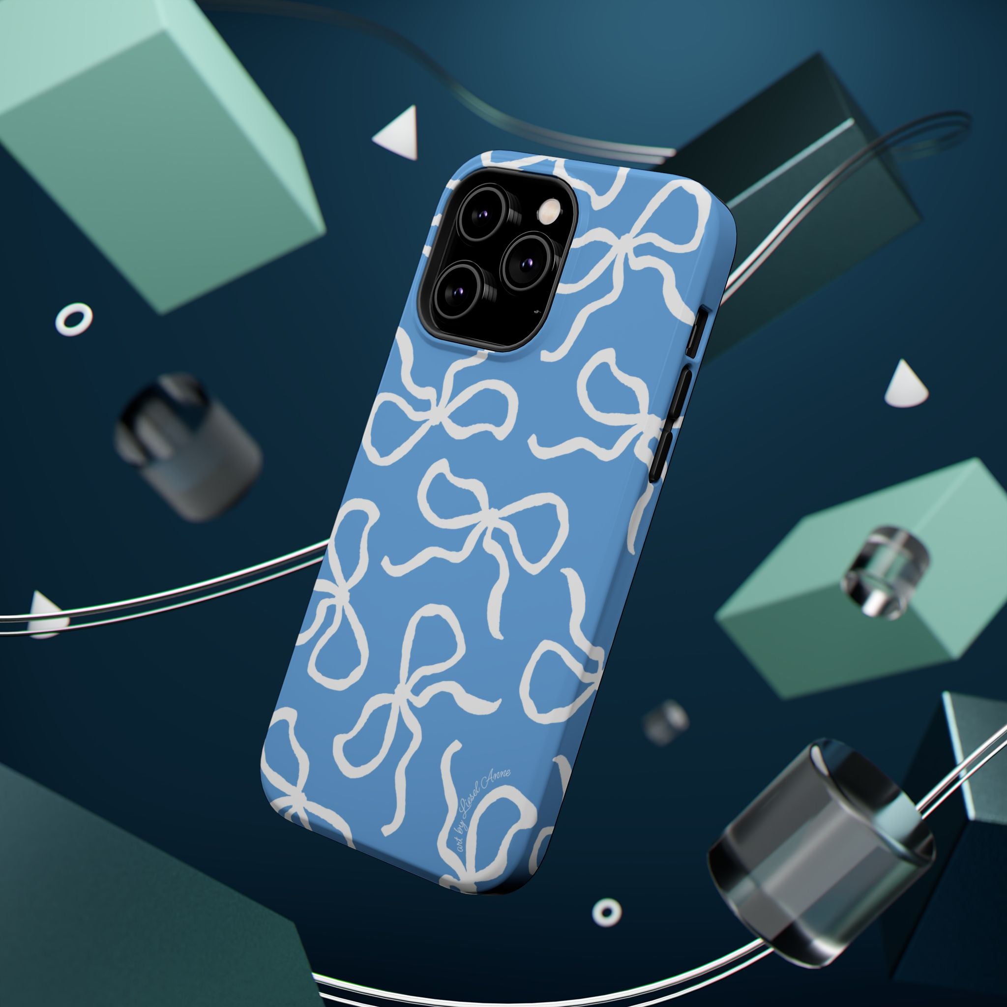 Blue & White Bows MagSafe Tough Case [iPhone 13 - iPhone 16]