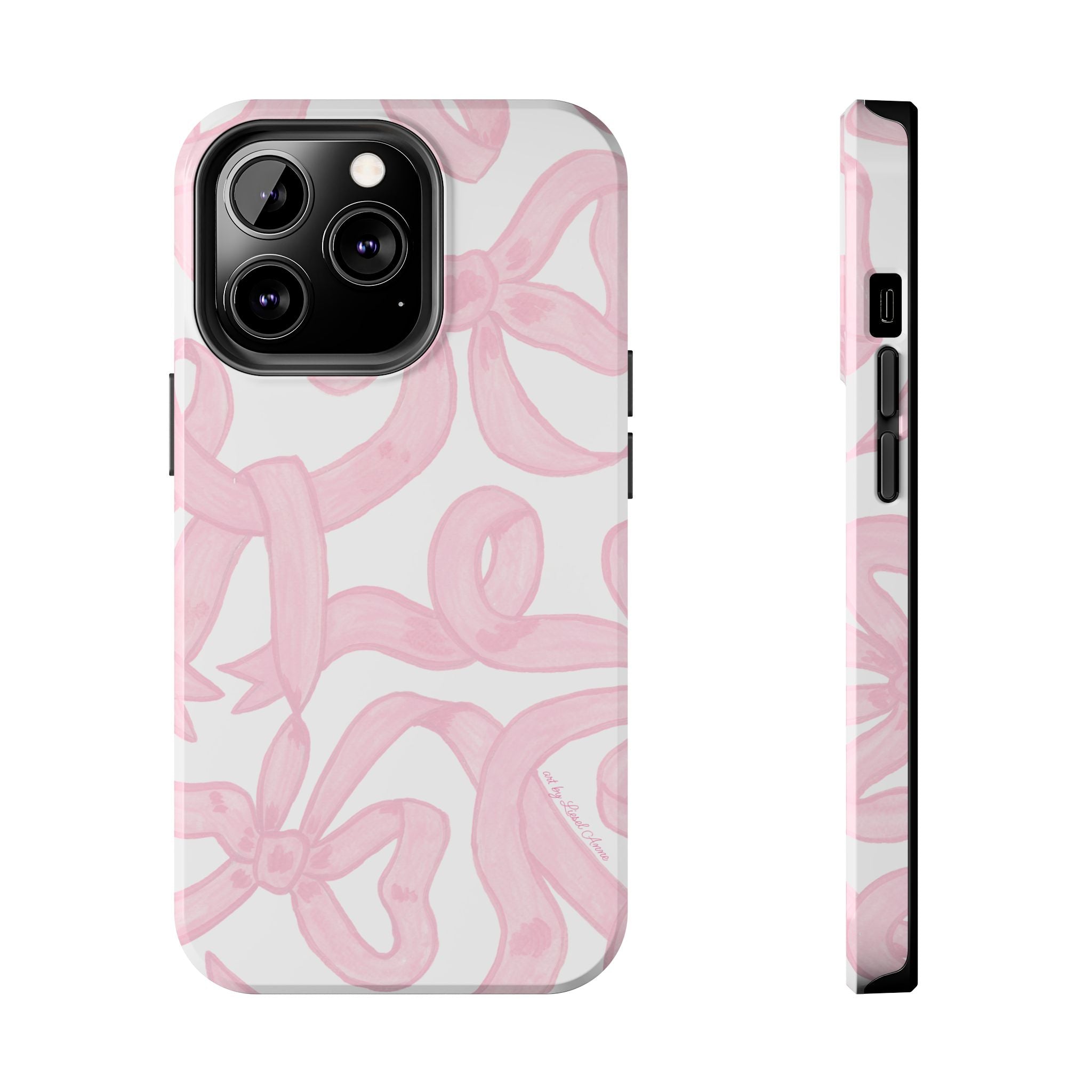 Pink Bows Phone Case - Tough Dual Layer Protection for iPhone 11 to 14