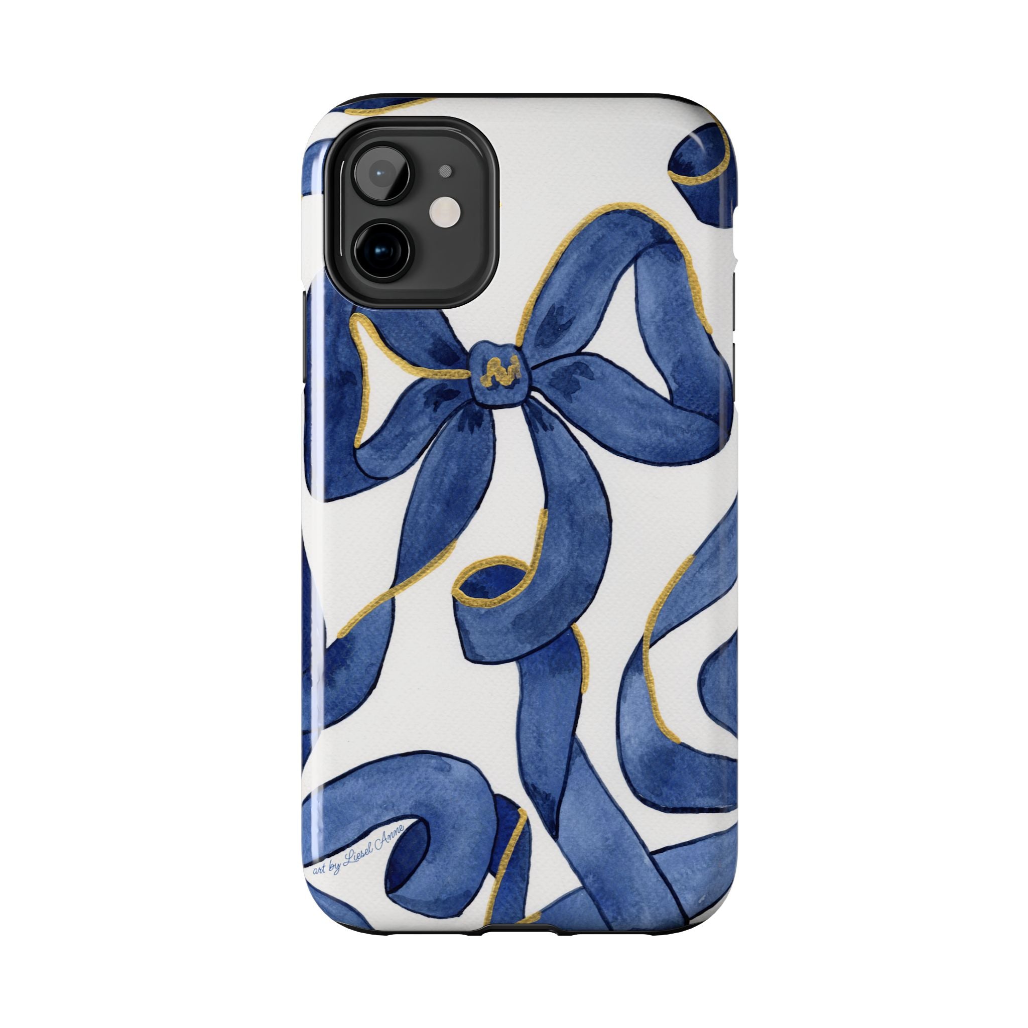 Navy Blue & White Bows Tough Case [iPhone 14 - iPhone 11]