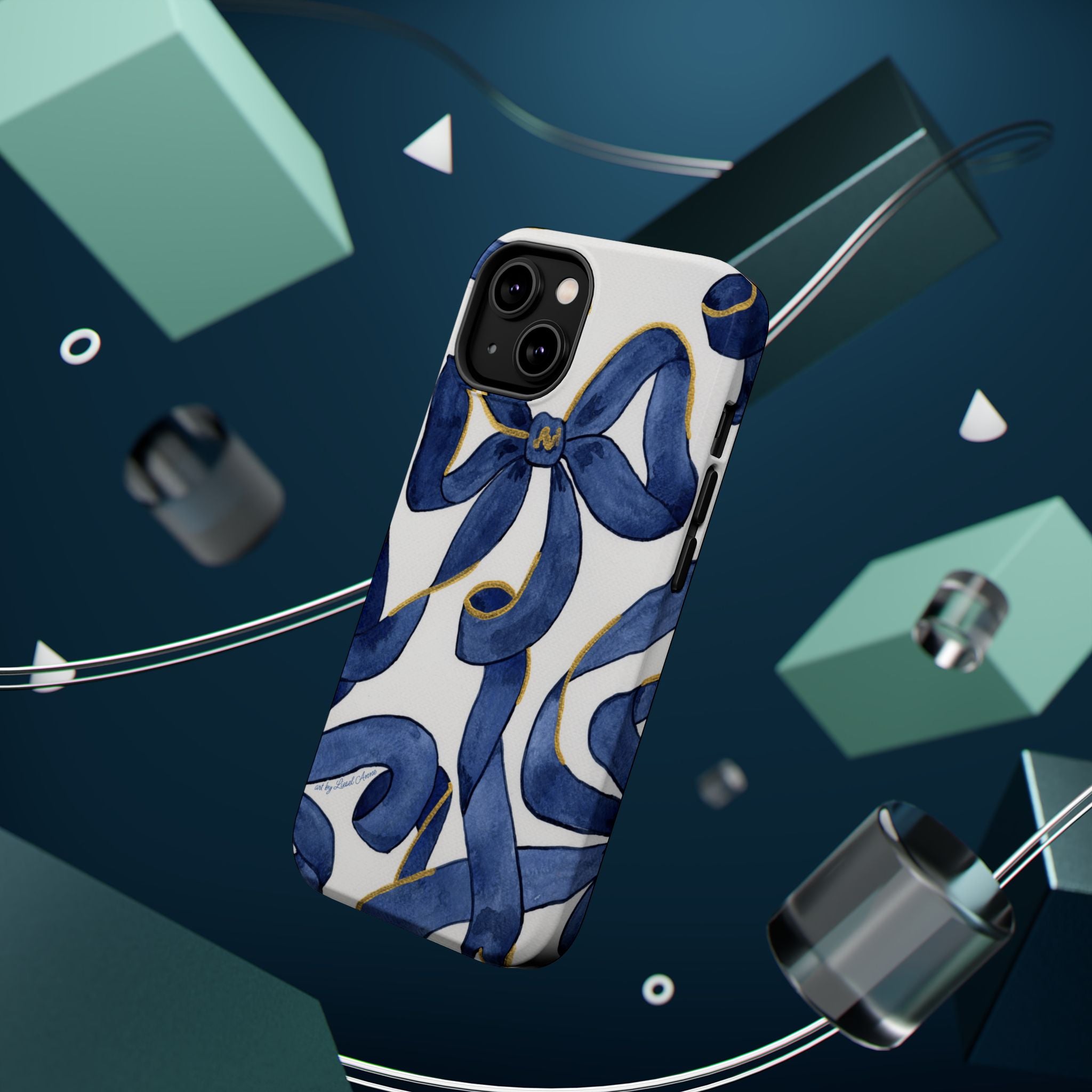 Navy Blue & White Bows MagSafe Tough Case [iPhone 13 - iPhone 16]