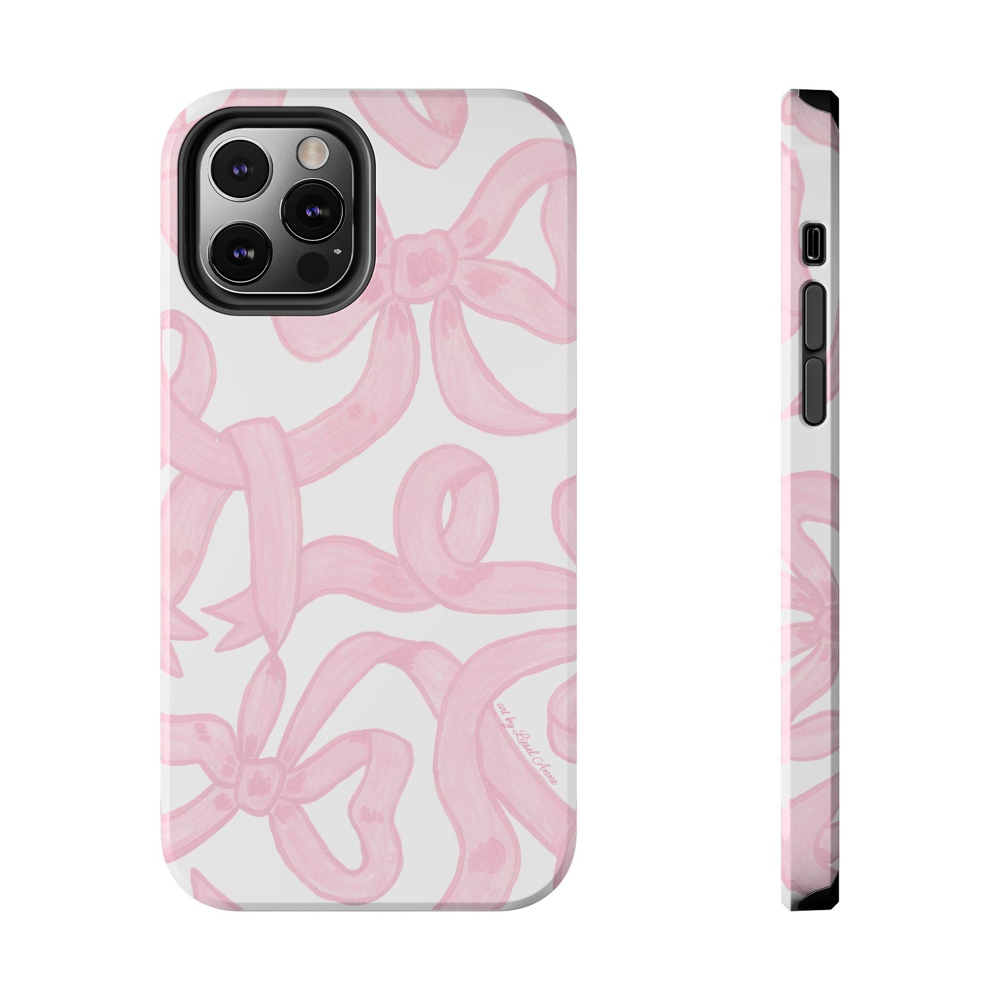 Pink Bows Phone Case - Tough Dual Layer Protection for iPhone 11 to 14