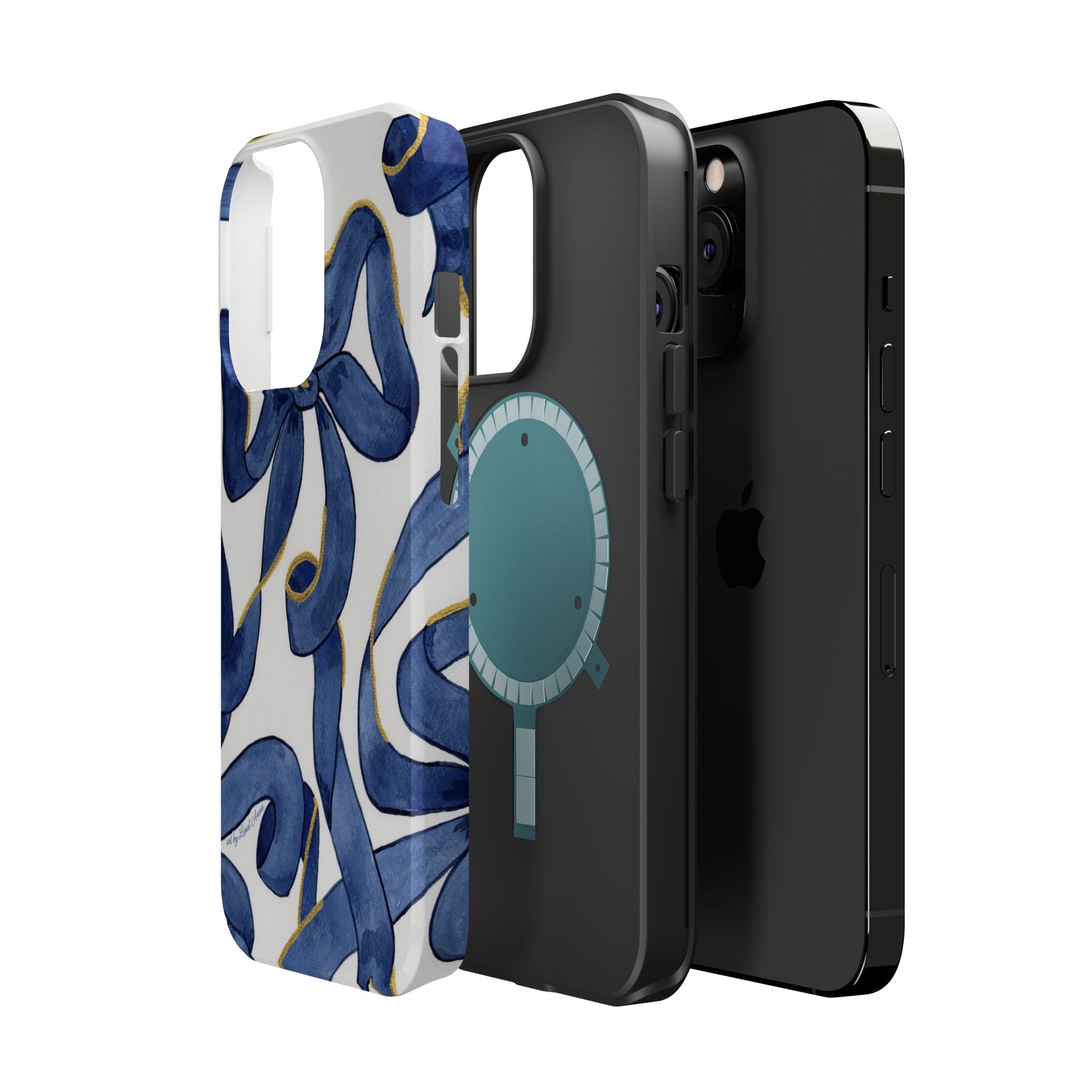 Navy Blue & White Bows MagSafe Tough Case [iPhone 13 - iPhone 16]