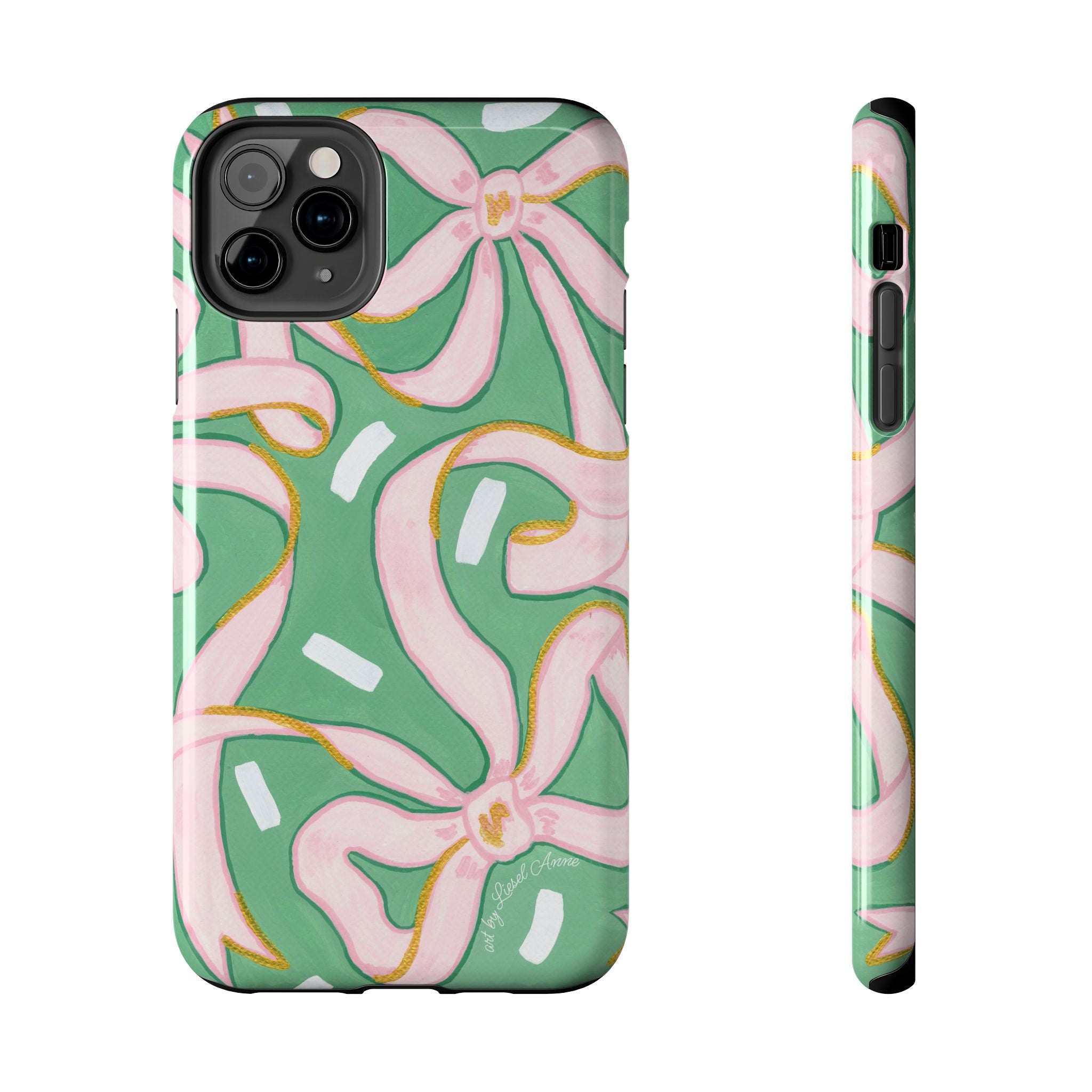 Pink and Green Bows Tough Case [iPhone 14 - iPhone 11]