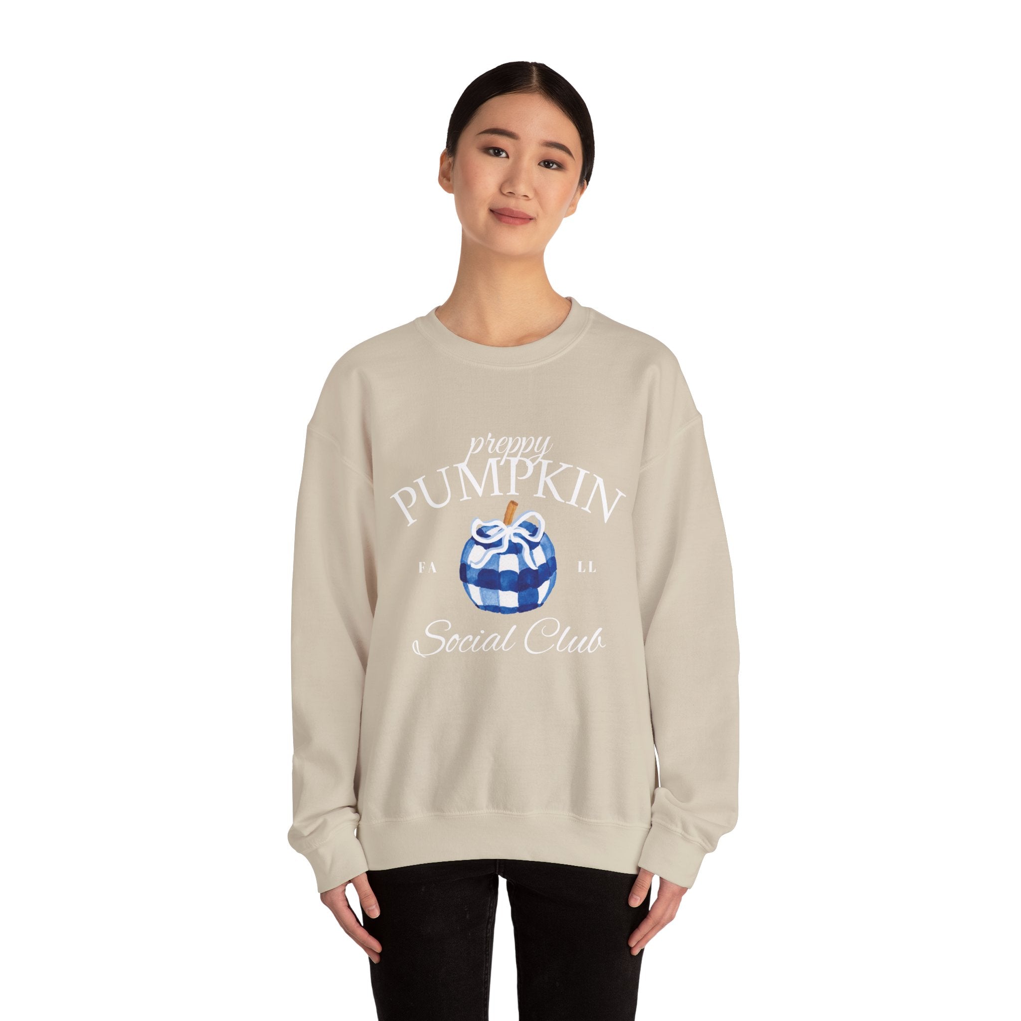 Preppy Pumpkin Sweatshirt [Cozy Fall Crewneck & Gingham Pumpkin]