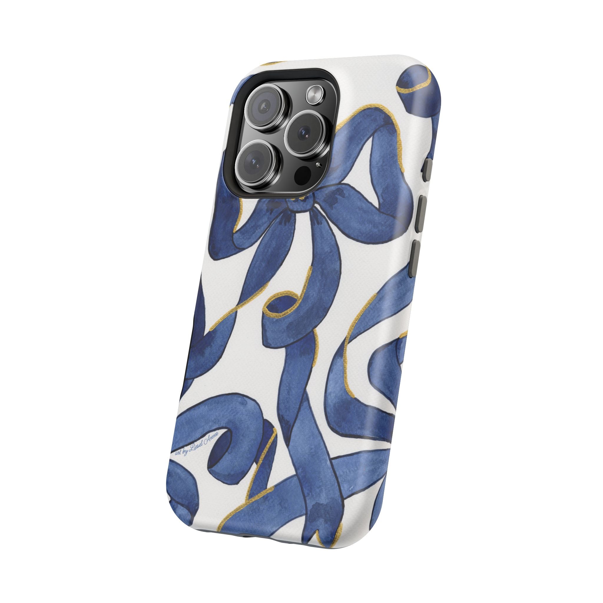 Navy Blue & White Bows MagSafe Tough Case [iPhone 13 - iPhone 16]